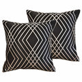 OLIVIA ROCCO Geo Sparkle Cushion Covers 2 Pack Geometric Decorative Pillow Cases Black Hotel-Style Sofa or Bed Accent