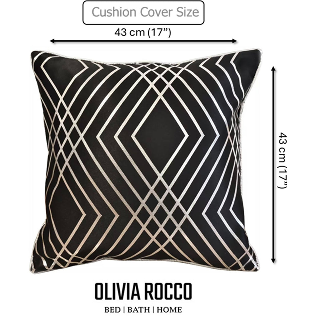 OLIVIA ROCCO Geo Sparkle Cushion Covers 2 Pack Geometric Decorative Pillow Cases Black Hotel-Style Sofa or Bed Accent