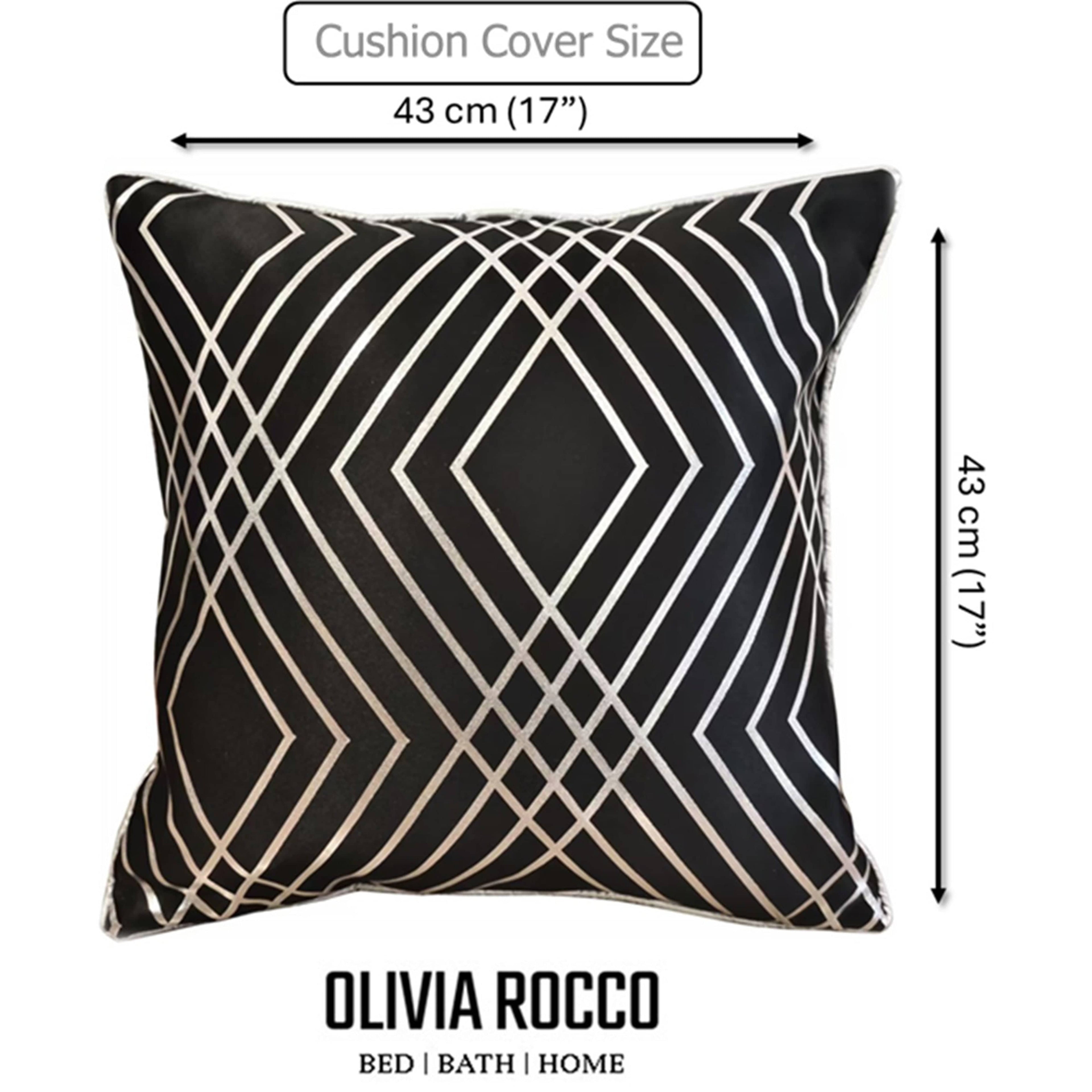 OLIVIA ROCCO Geo Sparkle Cushion Covers 2 Pack Geometric Decorative Pillow Cases Black Hotel-Style Sofa or Bed Accent