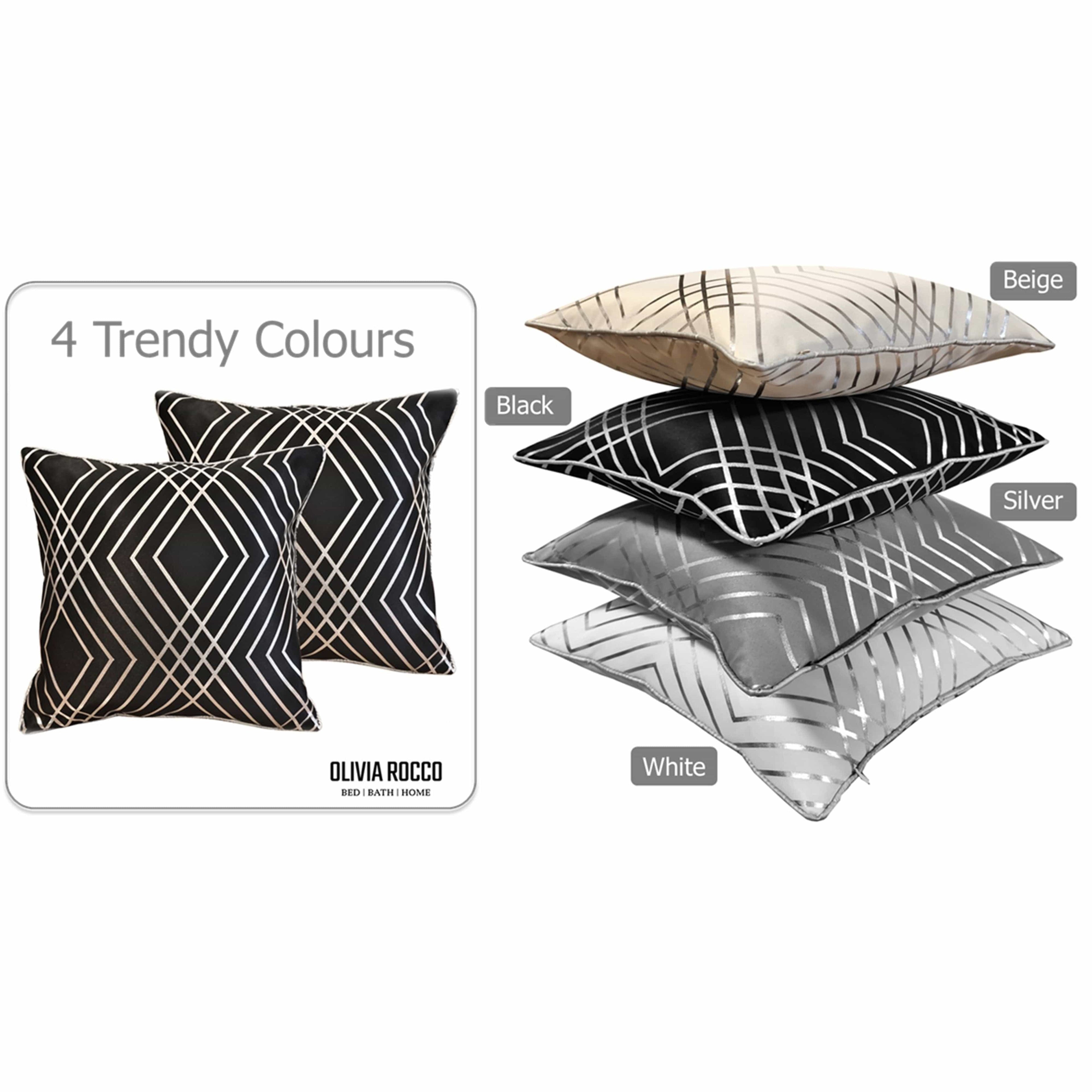 OLIVIA ROCCO Geo Sparkle Cushion Covers 2 Pack Geometric Decorative Pillow Cases Black Hotel-Style Sofa or Bed Accent