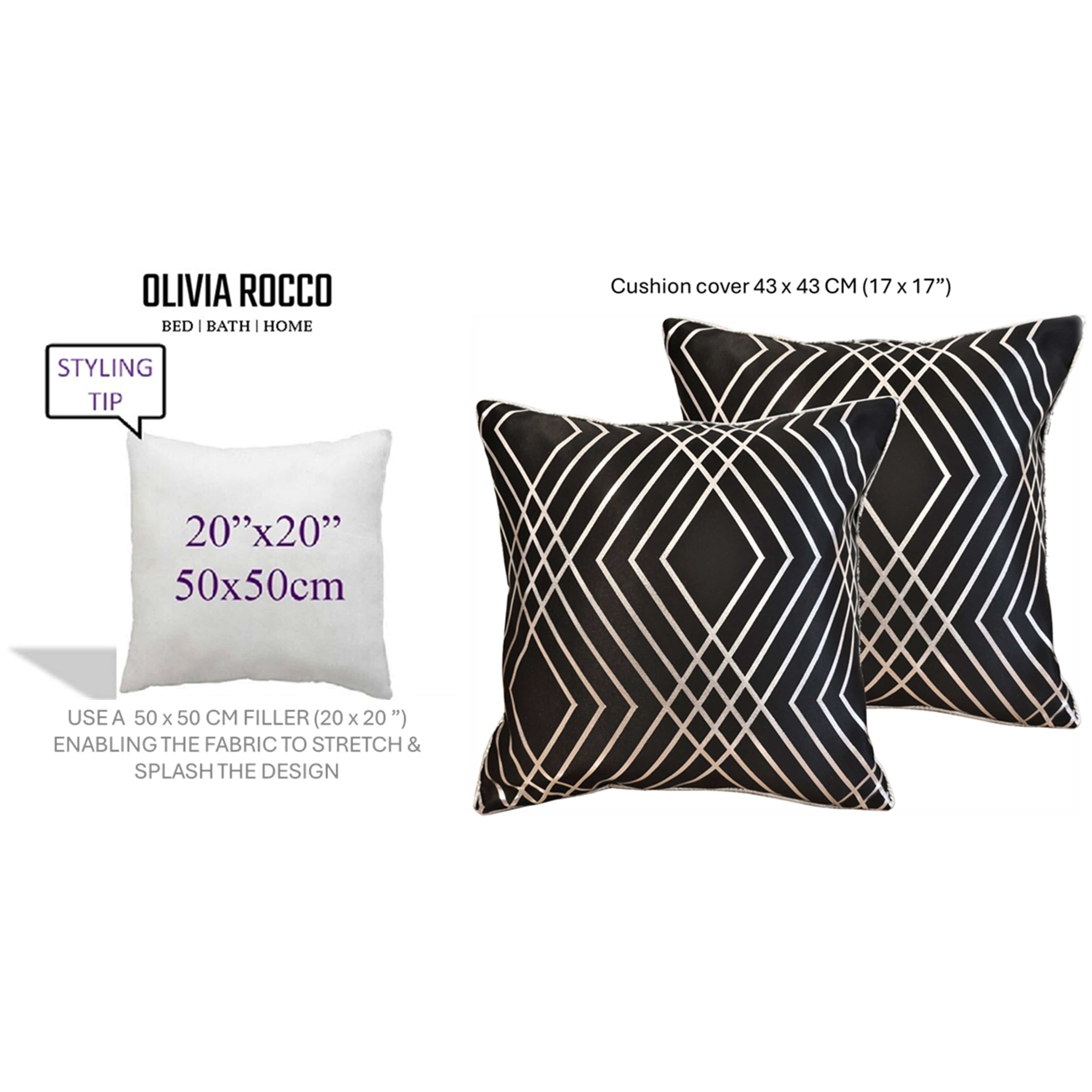 OLIVIA ROCCO Geo Sparkle Cushion Covers 2 Pack Geometric Decorative Pillow Cases Black Hotel-Style Sofa or Bed Accent