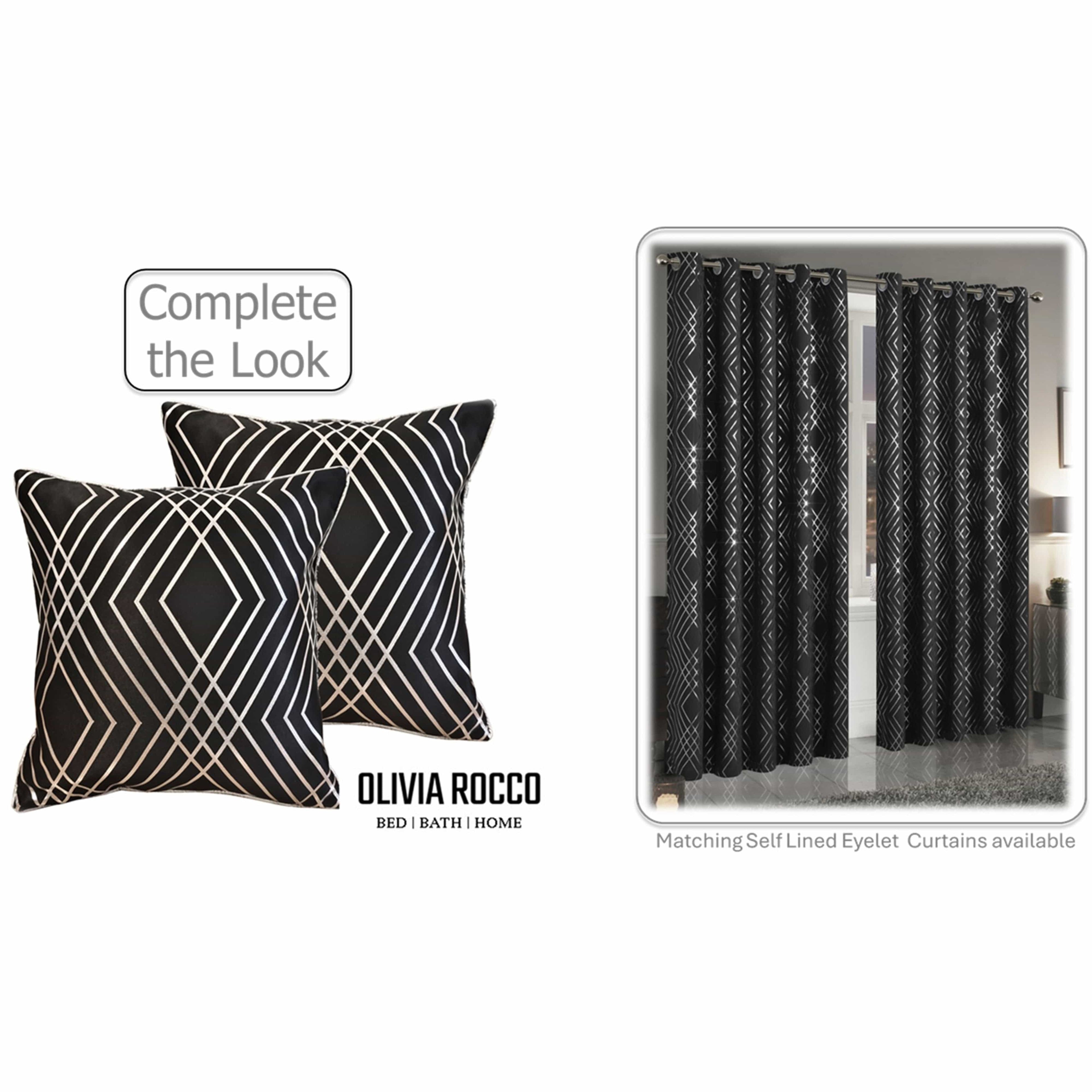 OLIVIA ROCCO Geo Sparkle Cushion Covers 2 Pack Geometric Decorative Pillow Cases Black Hotel-Style Sofa or Bed Accent