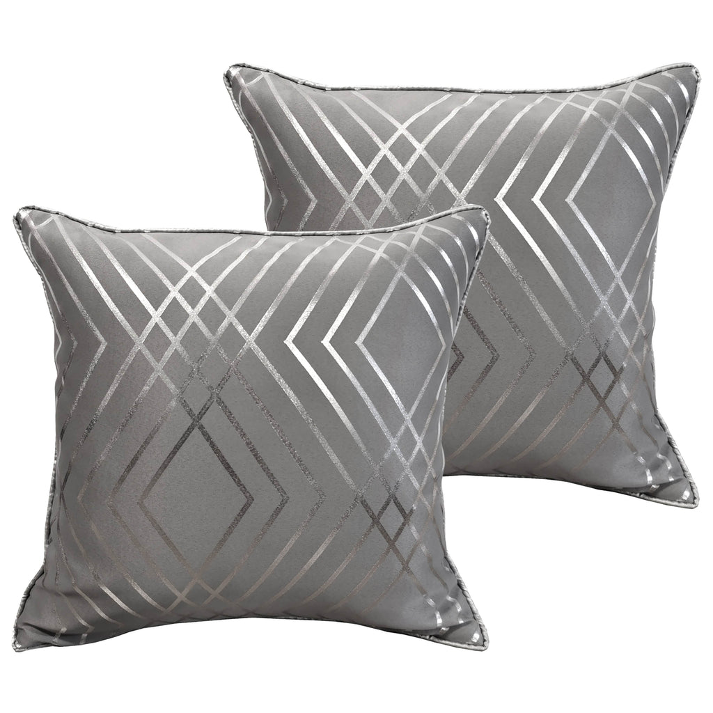 OLIVIA ROCCO Geo Sparkle Geometric Silver Cushion Covers 2 Pack For Sofa Bedroom Refresh Sofa Accent