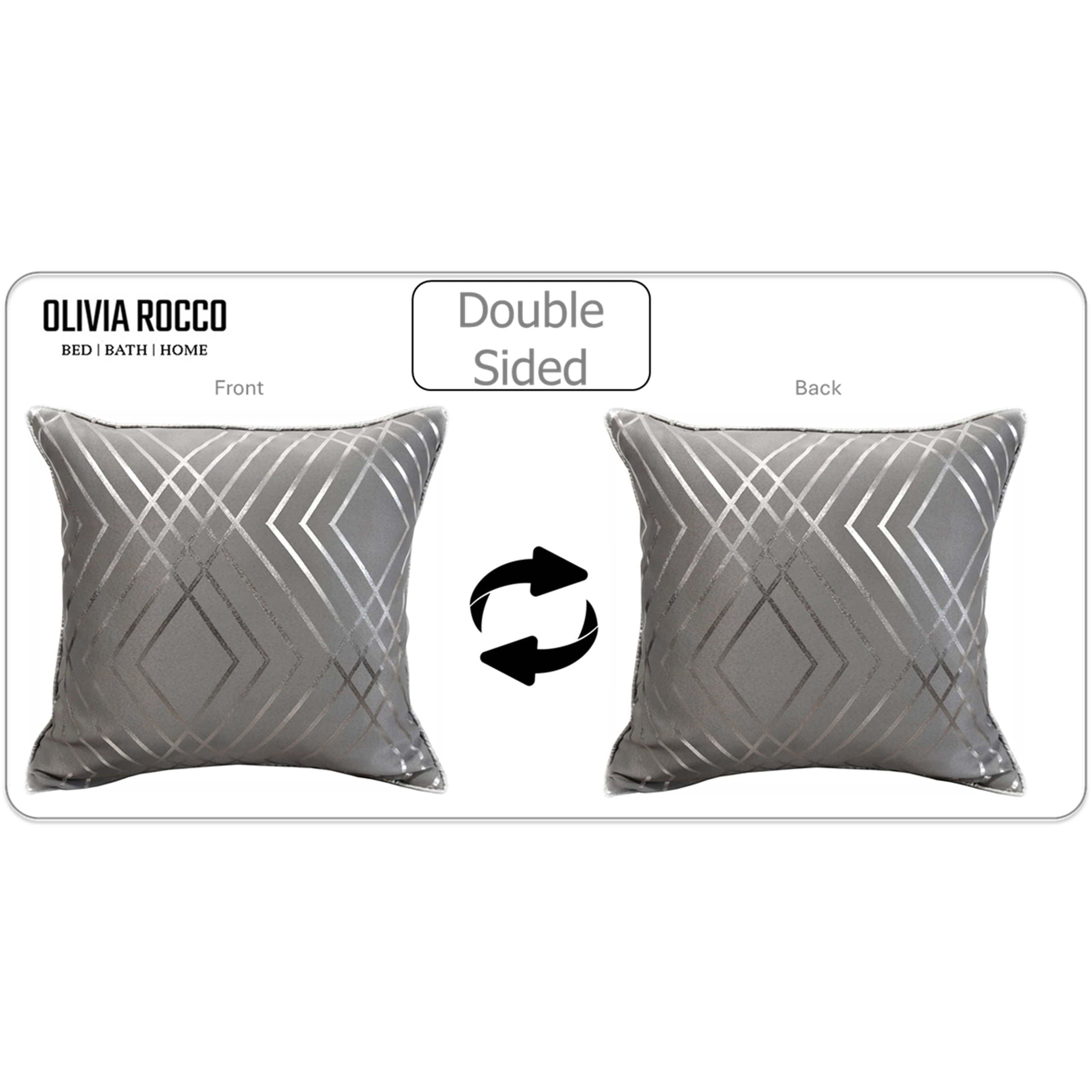 OLIVIA ROCCO Geo Sparkle Geometric Silver Cushion Covers 2 Pack For Sofa Bedroom Refresh Sofa Accent
