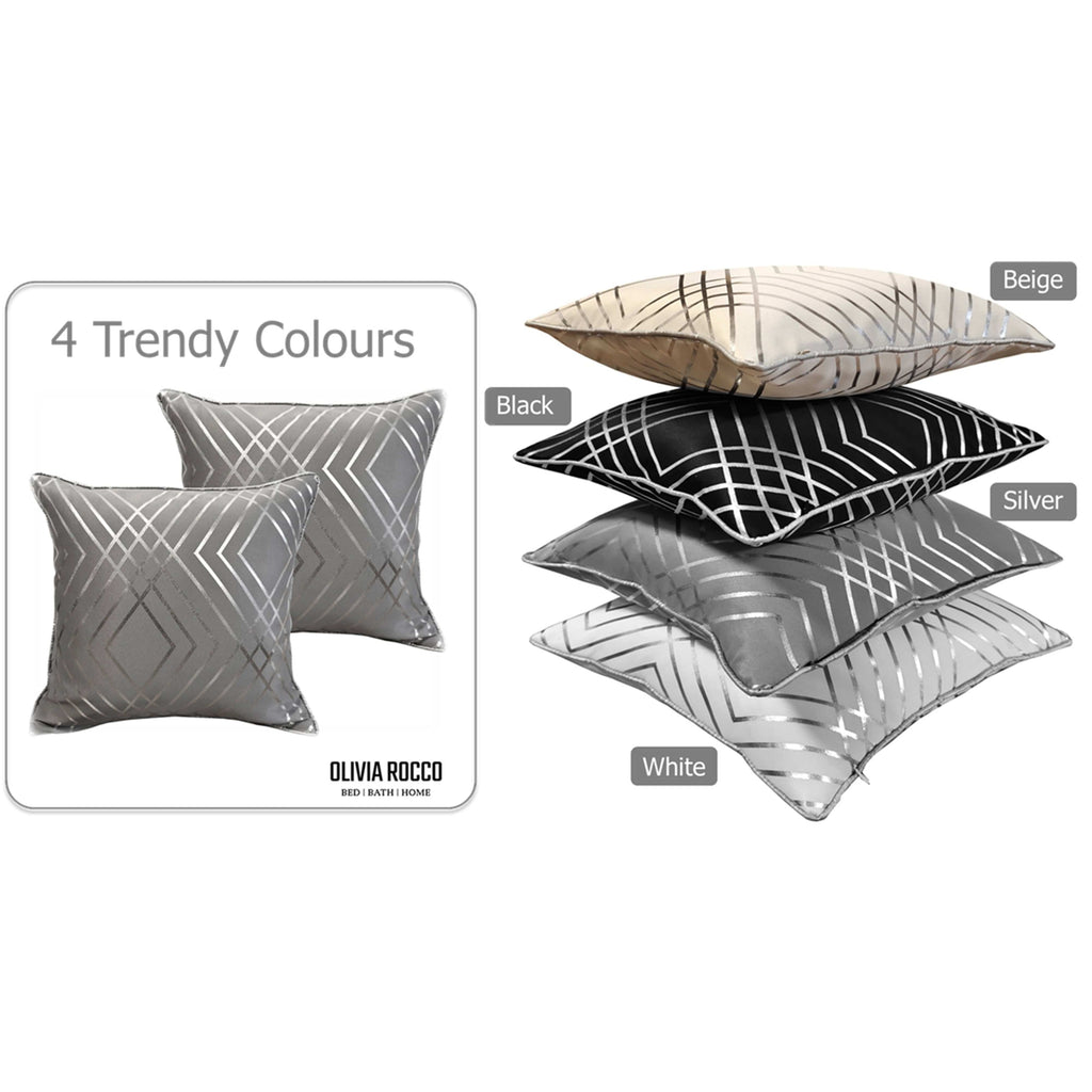 OLIVIA ROCCO Geo Sparkle Geometric Silver Cushion Covers 2 Pack For Sofa Bedroom Refresh Sofa Accent