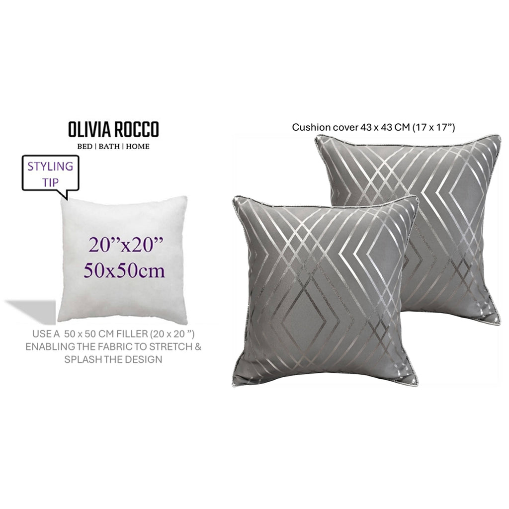 OLIVIA ROCCO Geo Sparkle Geometric Silver Cushion Covers 2 Pack For Sofa Bedroom Refresh Sofa Accent