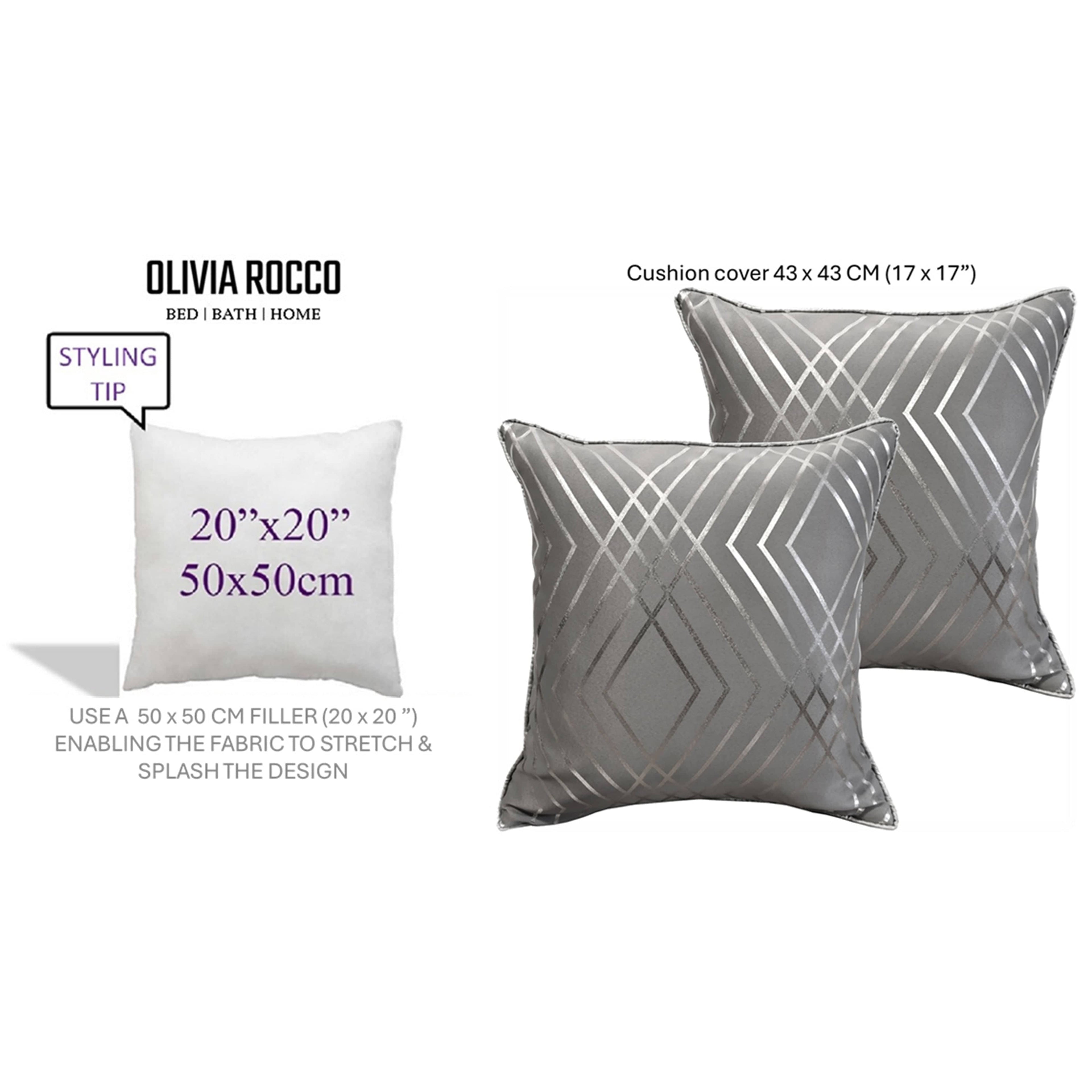 OLIVIA ROCCO Geo Sparkle Geometric Silver Cushion Covers 2 Pack For Sofa Bedroom Refresh Sofa Accent
