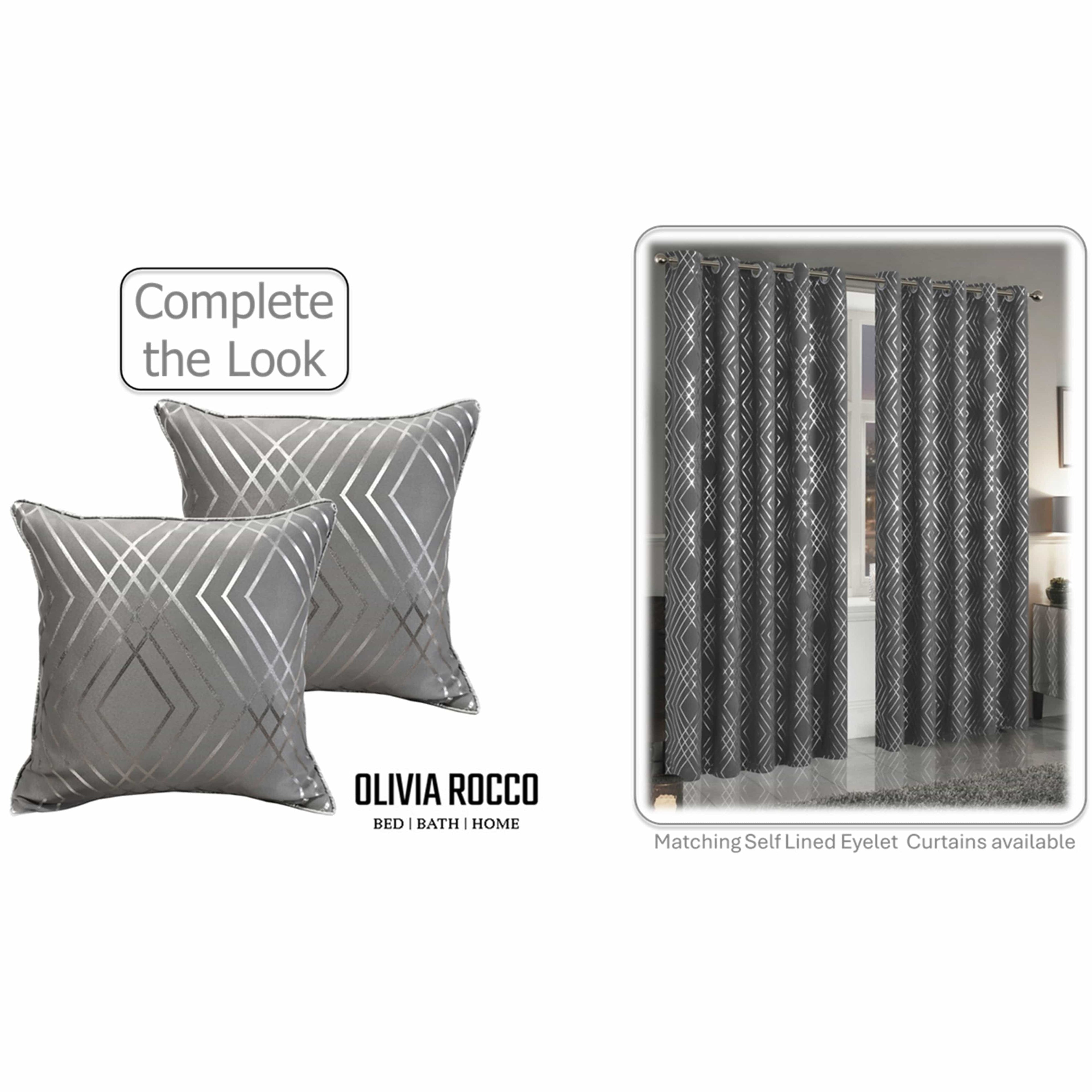 OLIVIA ROCCO Geo Sparkle Geometric Silver Cushion Covers 2 Pack For Sofa Bedroom Refresh Sofa Accent
