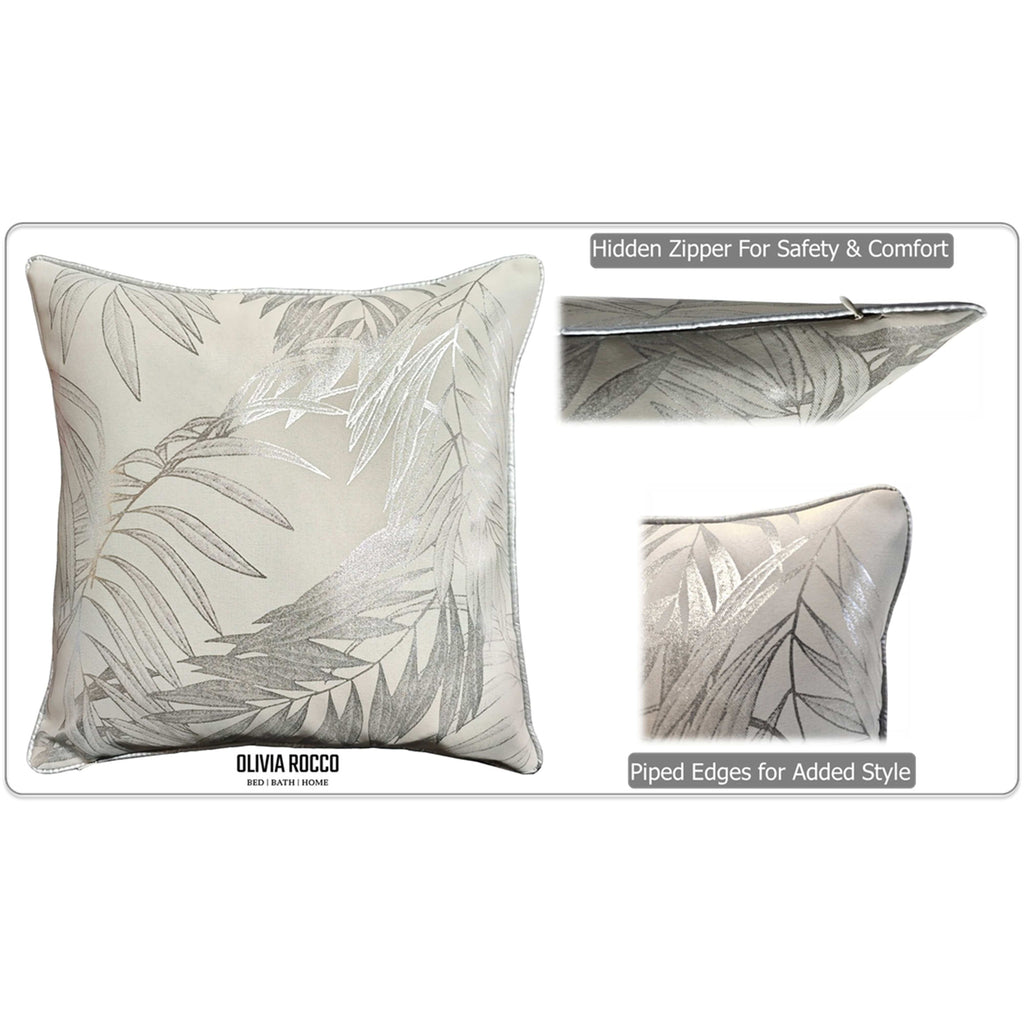 OLIVIA ROCCO Leaf Sparkle Cushion Covers 2 Pack Leaf Natural Modern Decorative Throw