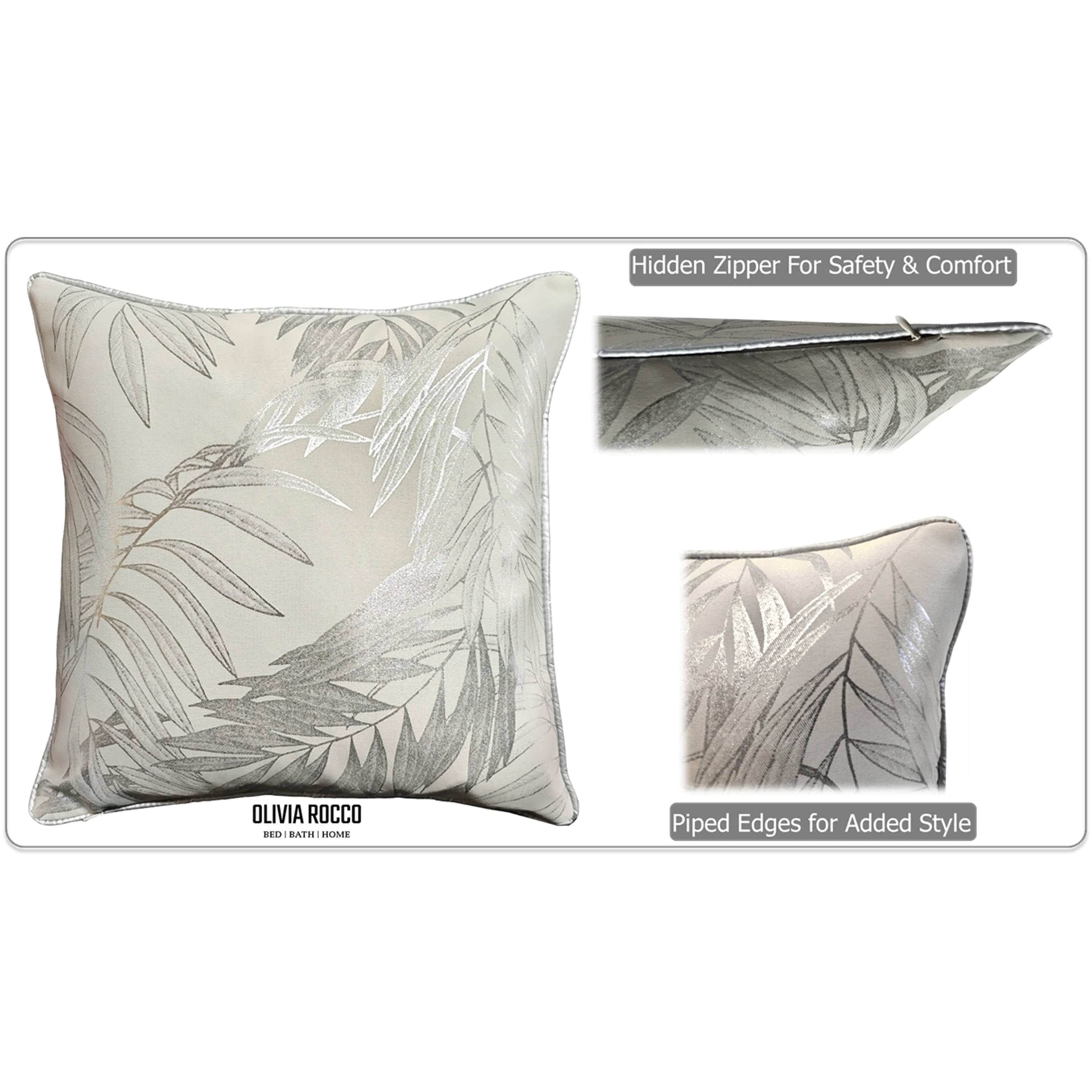 OLIVIA ROCCO Leaf Sparkle Cushion Covers 2 Pack Leaf Natural Modern Decorative Throw