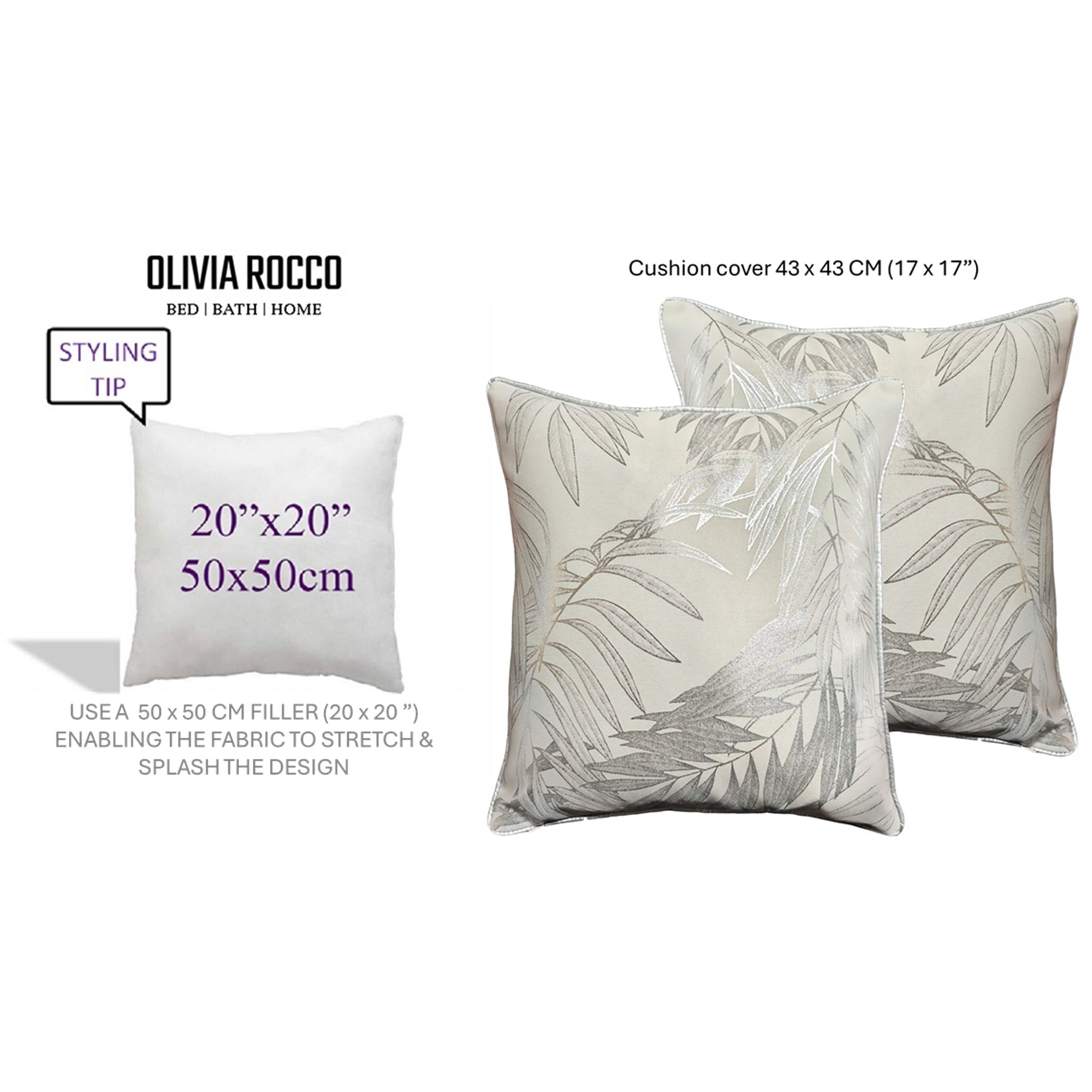 OLIVIA ROCCO Leaf Sparkle Cushion Covers 2 Pack Leaf Natural Modern Decorative Throw