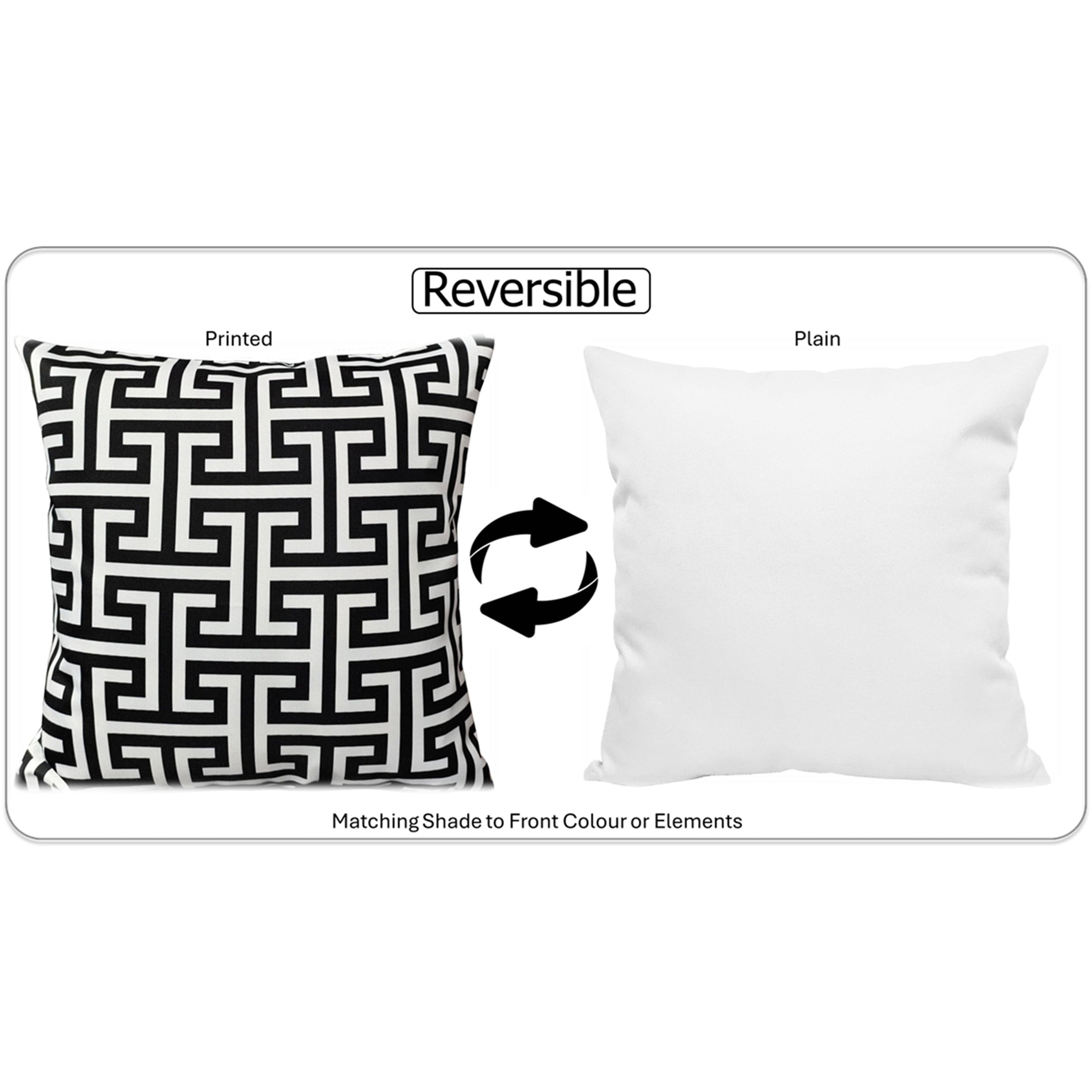 OLIVIA ROCCO Milano Black Waterproof Cushion Covers 43x43 cm Reversible Breathable