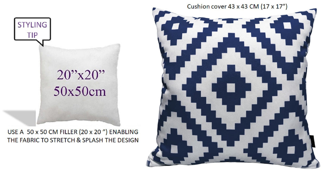 OLIVIA ROCCO Nairobi Navy Waterproof Outdoor Cushion Covers 43x43 CM Weather-Resistant