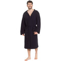 OLIVIA ROCCO Men's Hooded Waffle Cotton Bathrobe Black Super Absorbent Spa Robe Cosy Easy-Care Nightwear Set