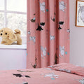 OLIVIA ROCCO Pink Dog Print Duvet Cover Set With Matching Curtains Cotton Blend Bedding