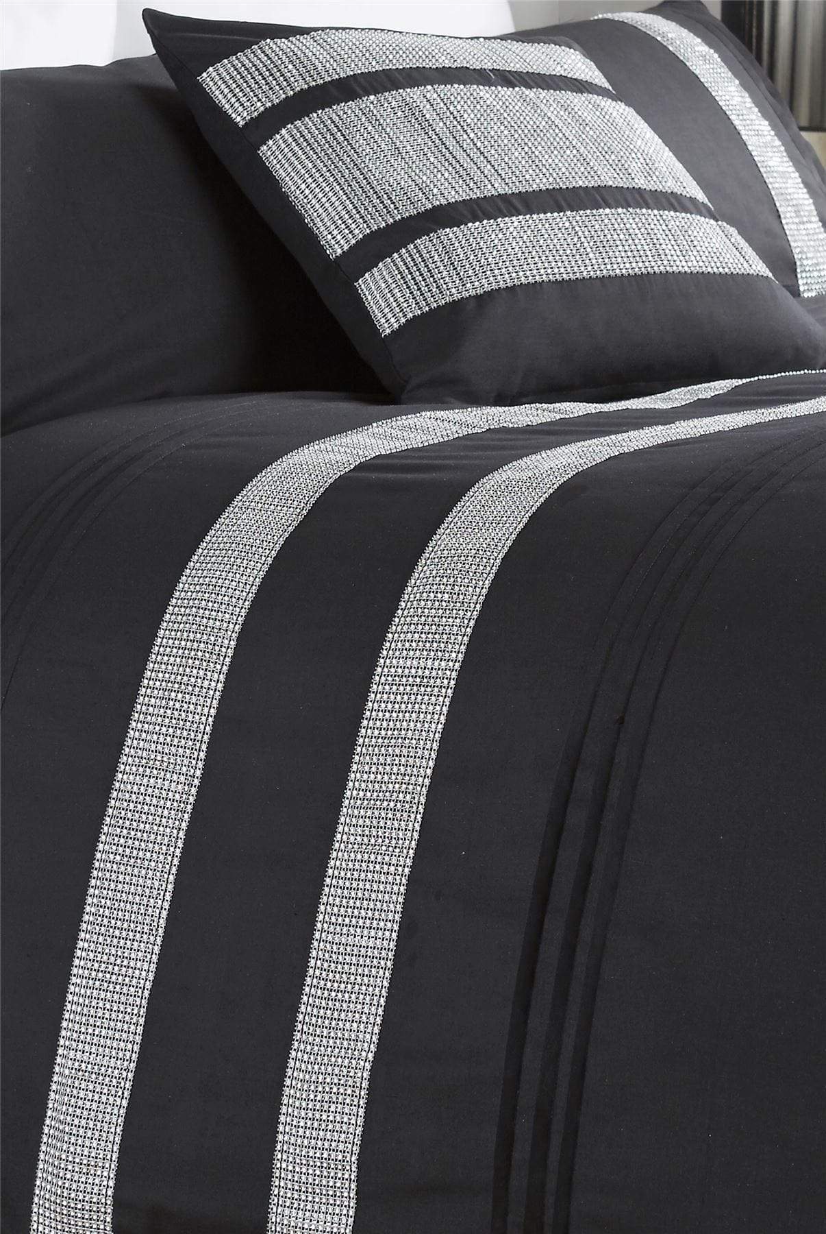 OLIVIA ROCCO Diamante Glitz Cotton Rich Duvet Set With Handwoven Crystal Detailing