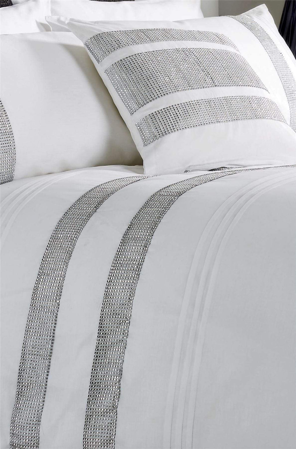 OLIVIA ROCCO Diamante Glitz Cotton Rich Duvet Set With Handwoven Crystal Detailing