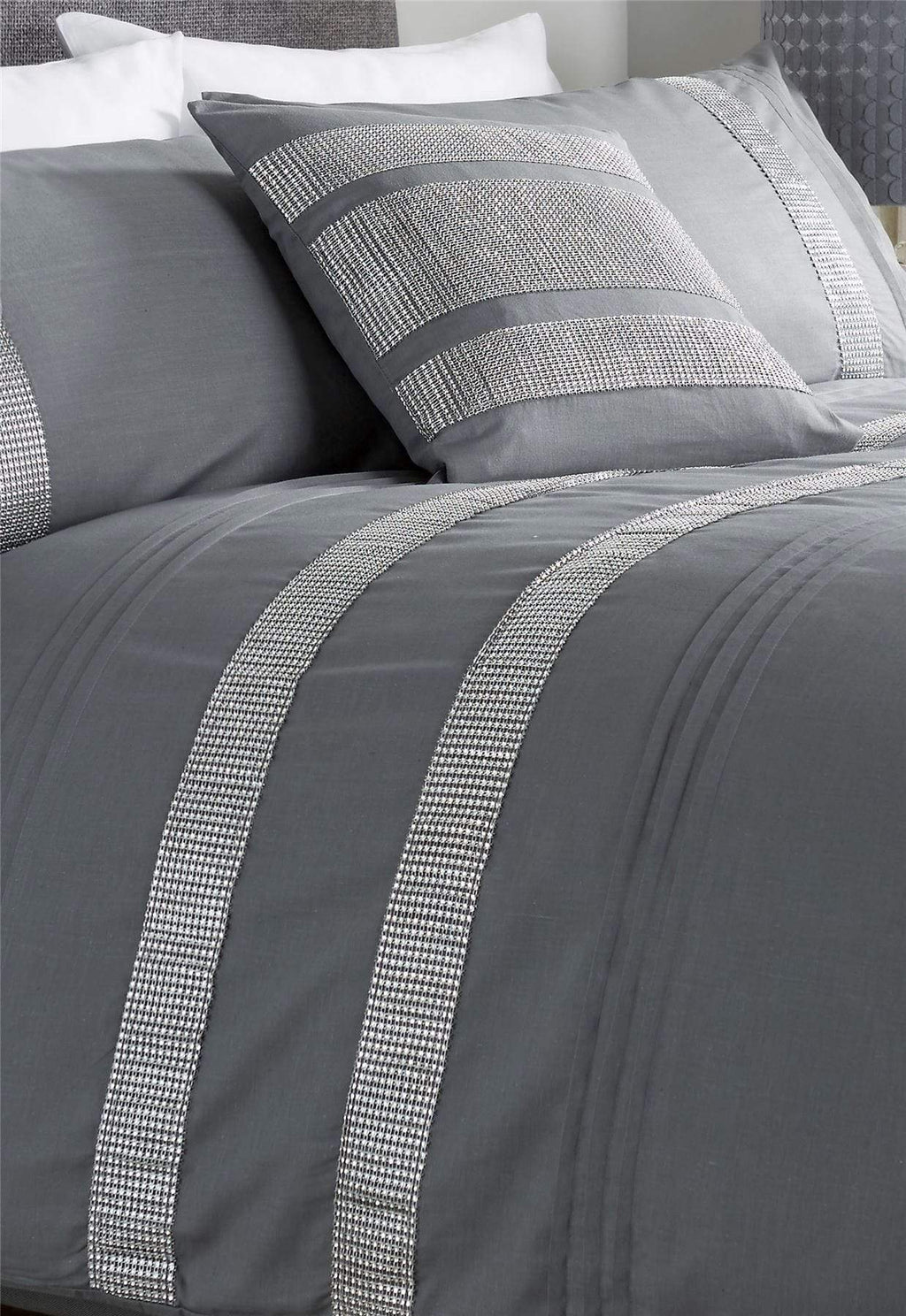 OLIVIA ROCCO Diamante Glitz Cotton Rich Duvet Set With Handwoven Crystal Detailing