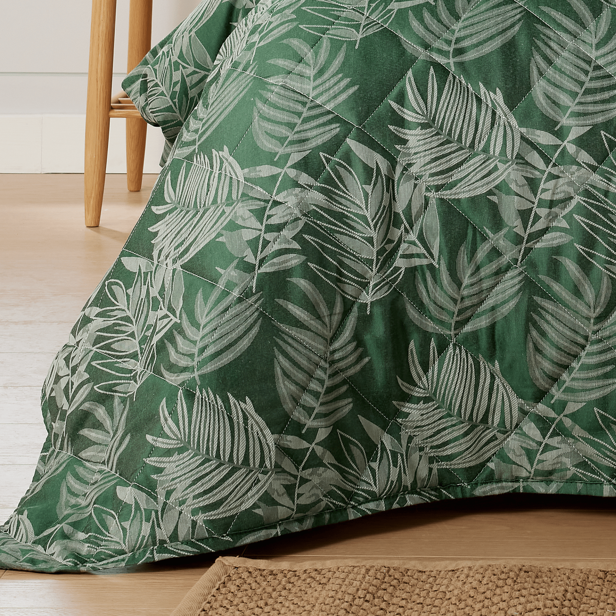 OLIVIA ROCCO Leaf Jacquard Reversible Duvet Cover Sets Grey And Pink Cotton Blend Eco