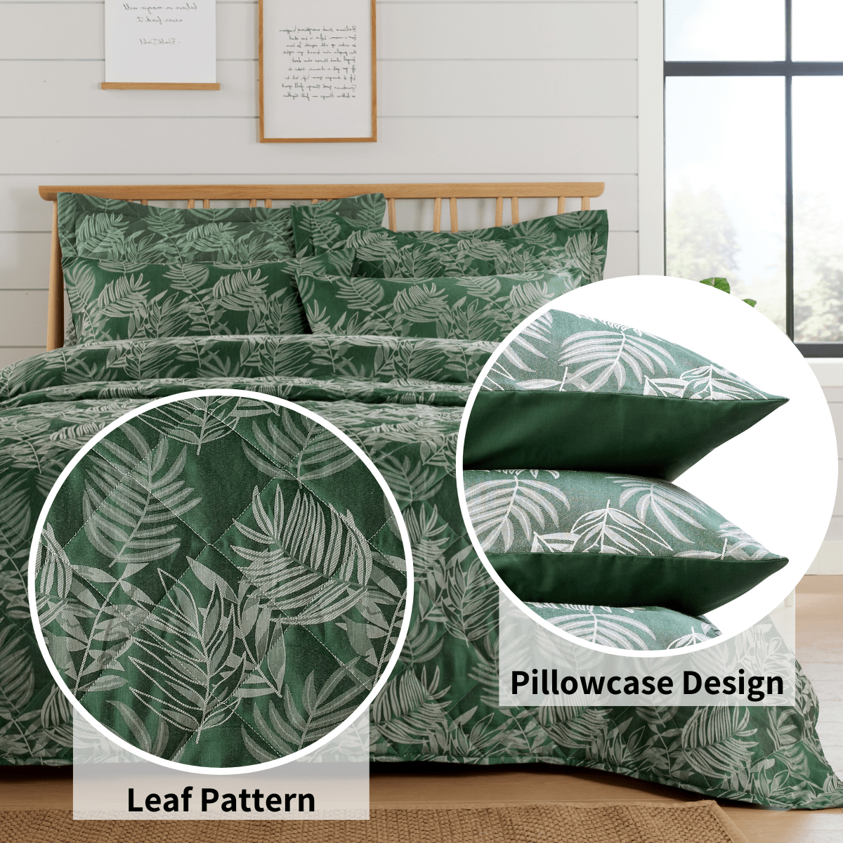 OLIVIA ROCCO Leaf Jacquard Reversible Duvet Cover Sets Grey And Pink Cotton Blend Eco