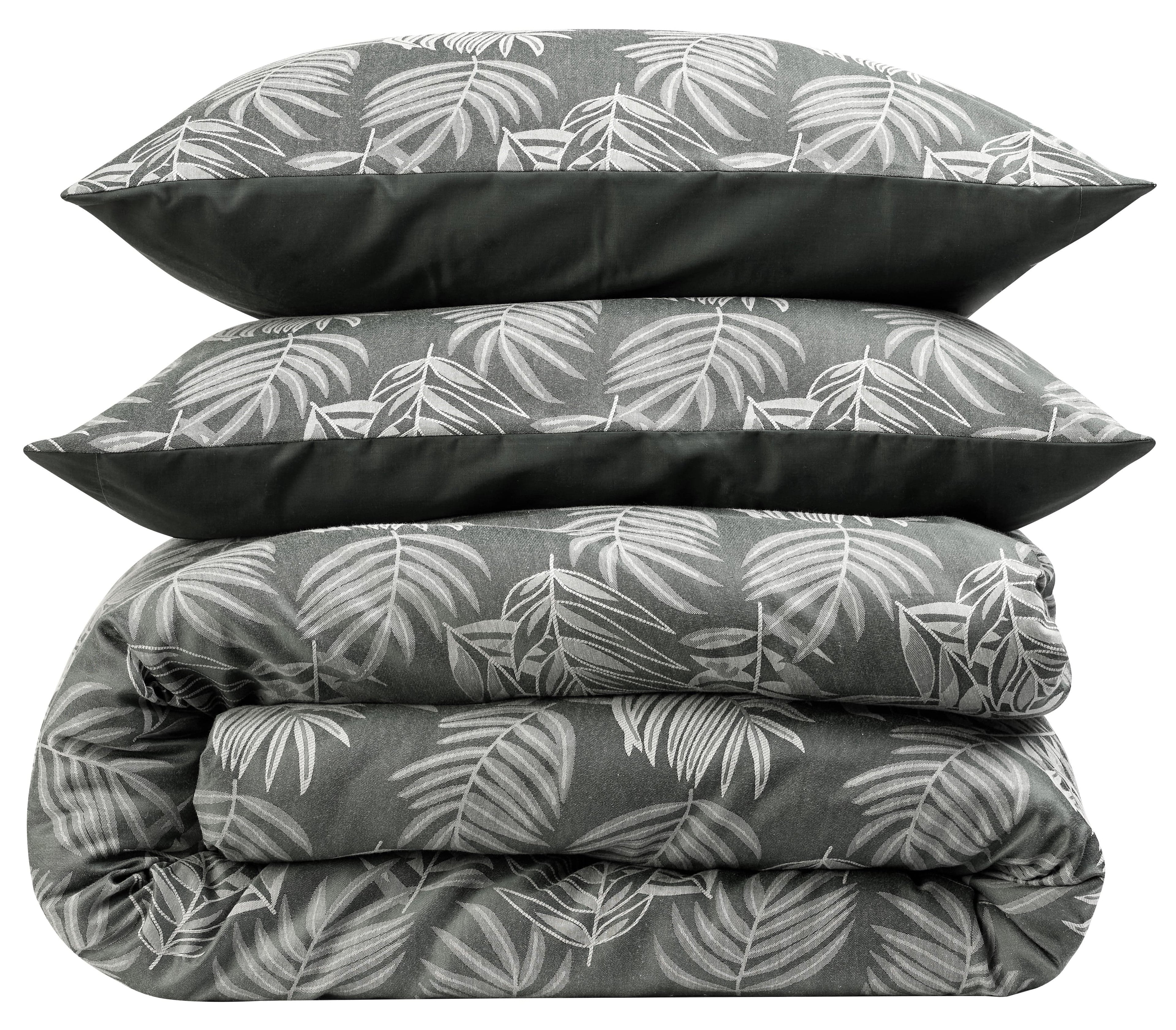 OLIVIA ROCCO Leaf Jacquard Reversible Duvet Cover Sets Grey And Pink Cotton Blend Eco