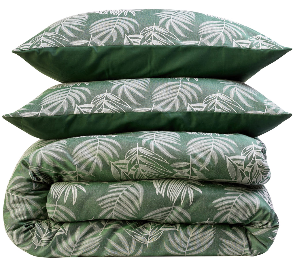 OLIVIA ROCCO Leaf Jacquard Reversible Duvet Cover Sets Grey And Pink Cotton Blend Eco