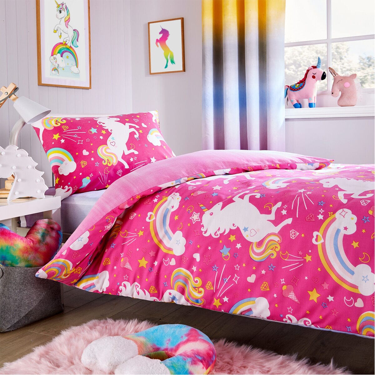 OLIVIA ROCCO Unicorn Rainbow Kids Duvet Set 100% Microfibre Soft Comfort For Children