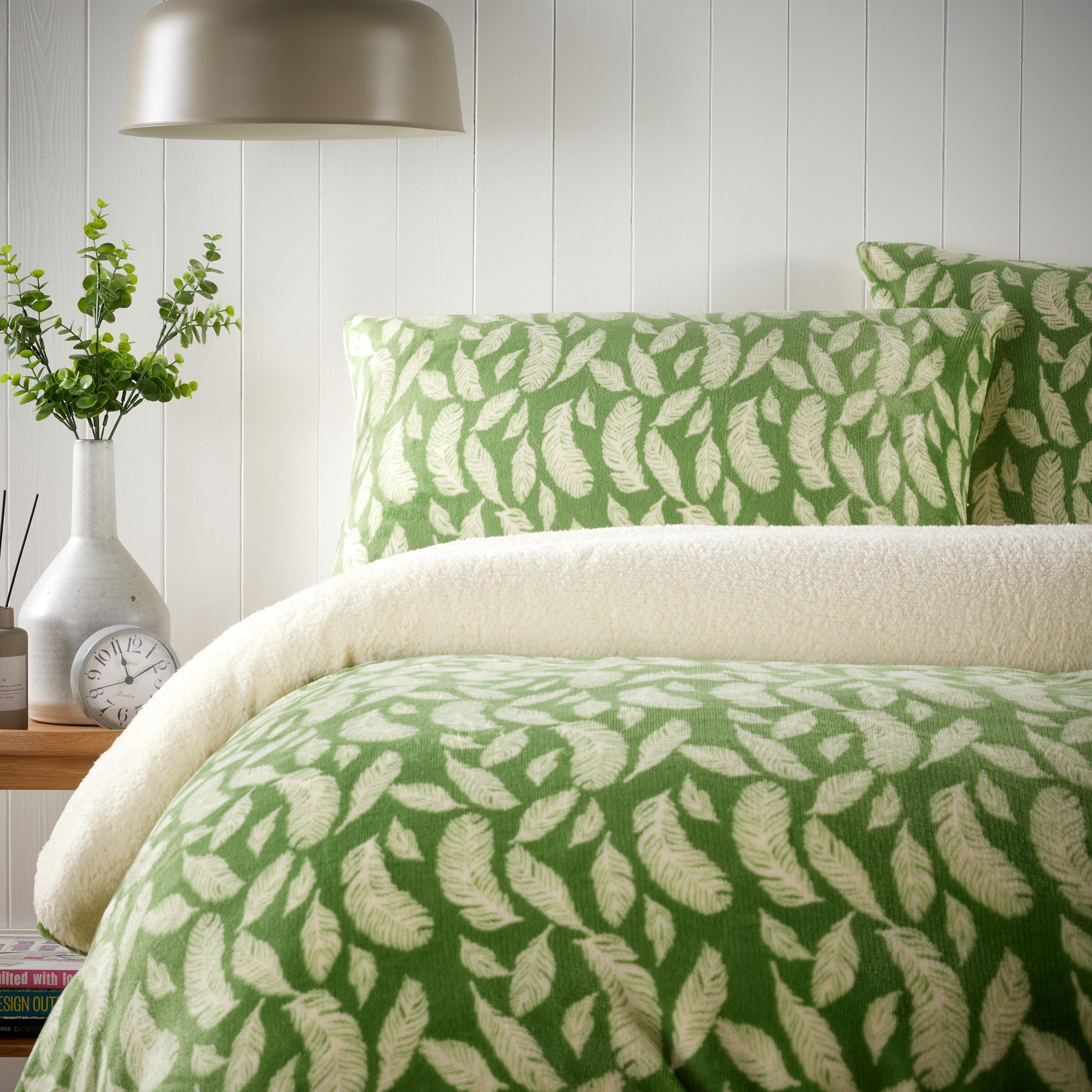 OLIVIA ROCCO Floral Leaves Teddy Duvet Set Reversible Sherpa Fleece Winter Bedding Single