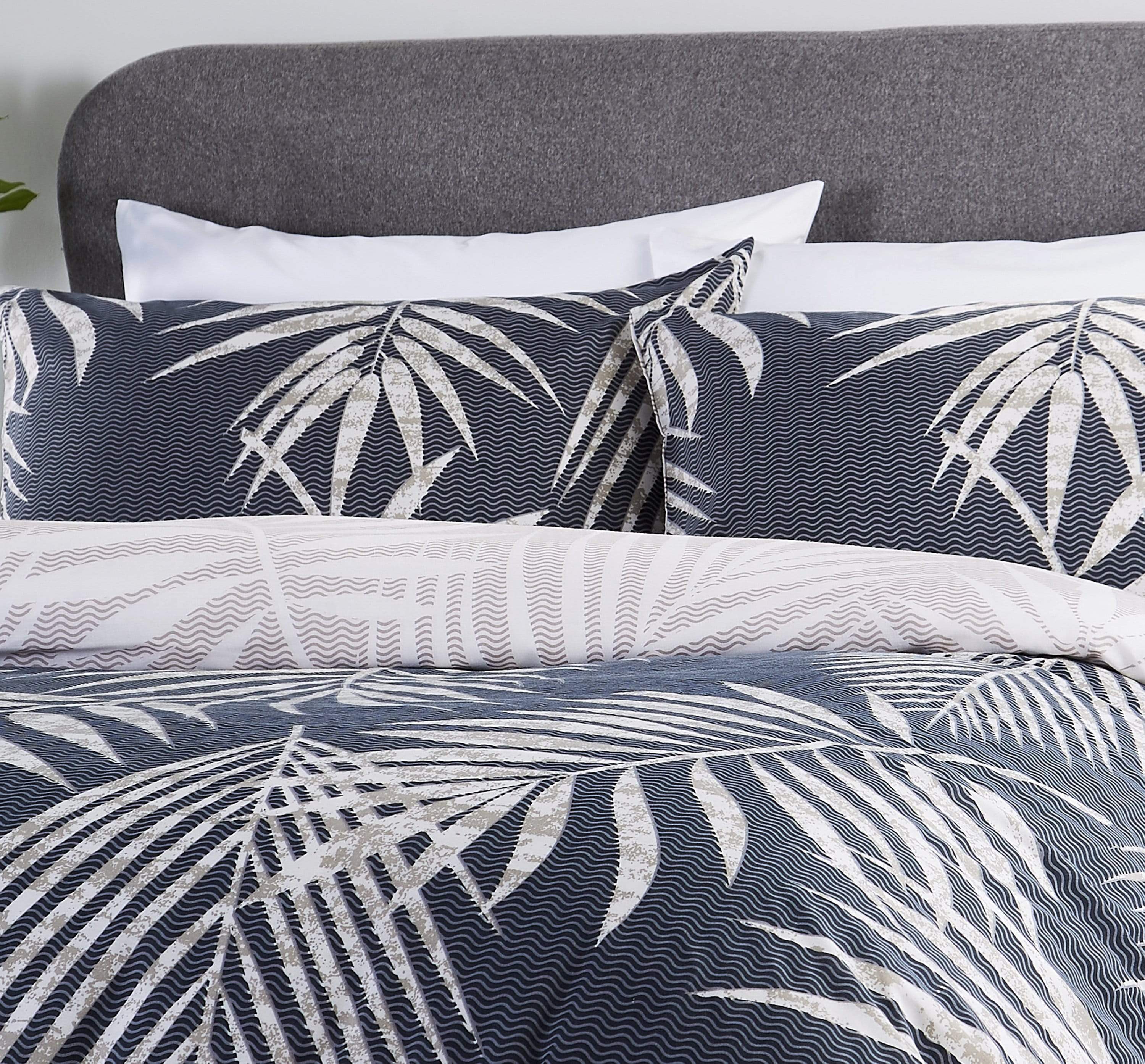 OLIVIA ROCCO Tropical Leaf Reversible Duvet Set Cotton Rich Bedding for Single Double