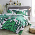 OLIVIA ROCCO Tropical Leaf Reversible Duvet Set Cotton Rich Bedding for Single Double