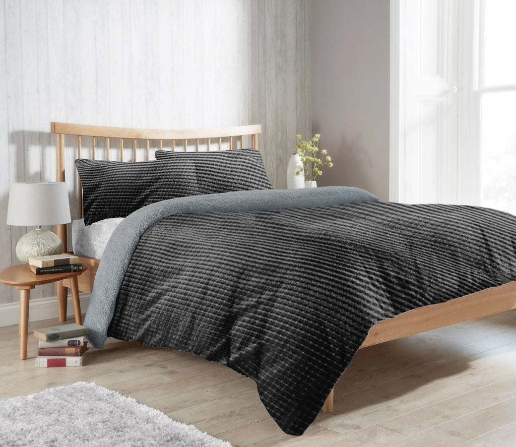 OLIVIA ROCCO Maine Check Fleece Duvet Cover Set Reversible With Pillowcases Super Soft