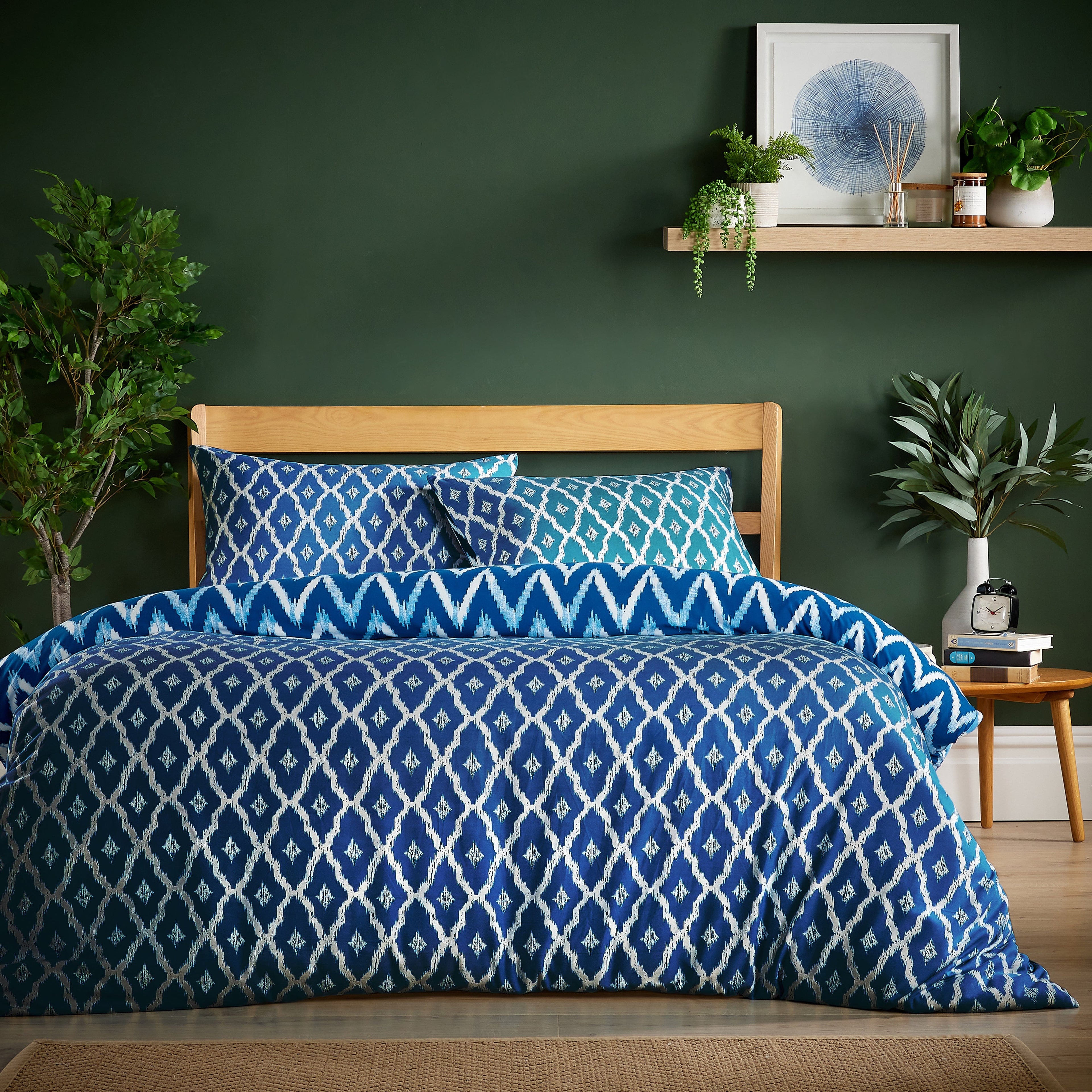 OLIVIA ROCCO Duvet Cover Set With Pillowcases Madeira Sapphire Super Soft Flannel
