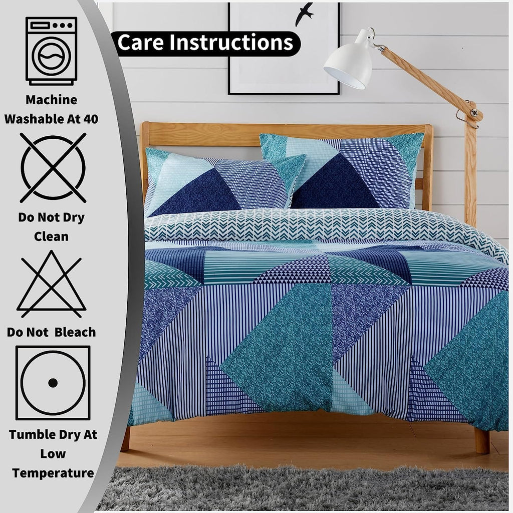 OLIVIA ROCCO Jasper Teal Printed Duvet Cover Set Easy Care With Button Closure for a Hotel-Style Bedroom Refresh
