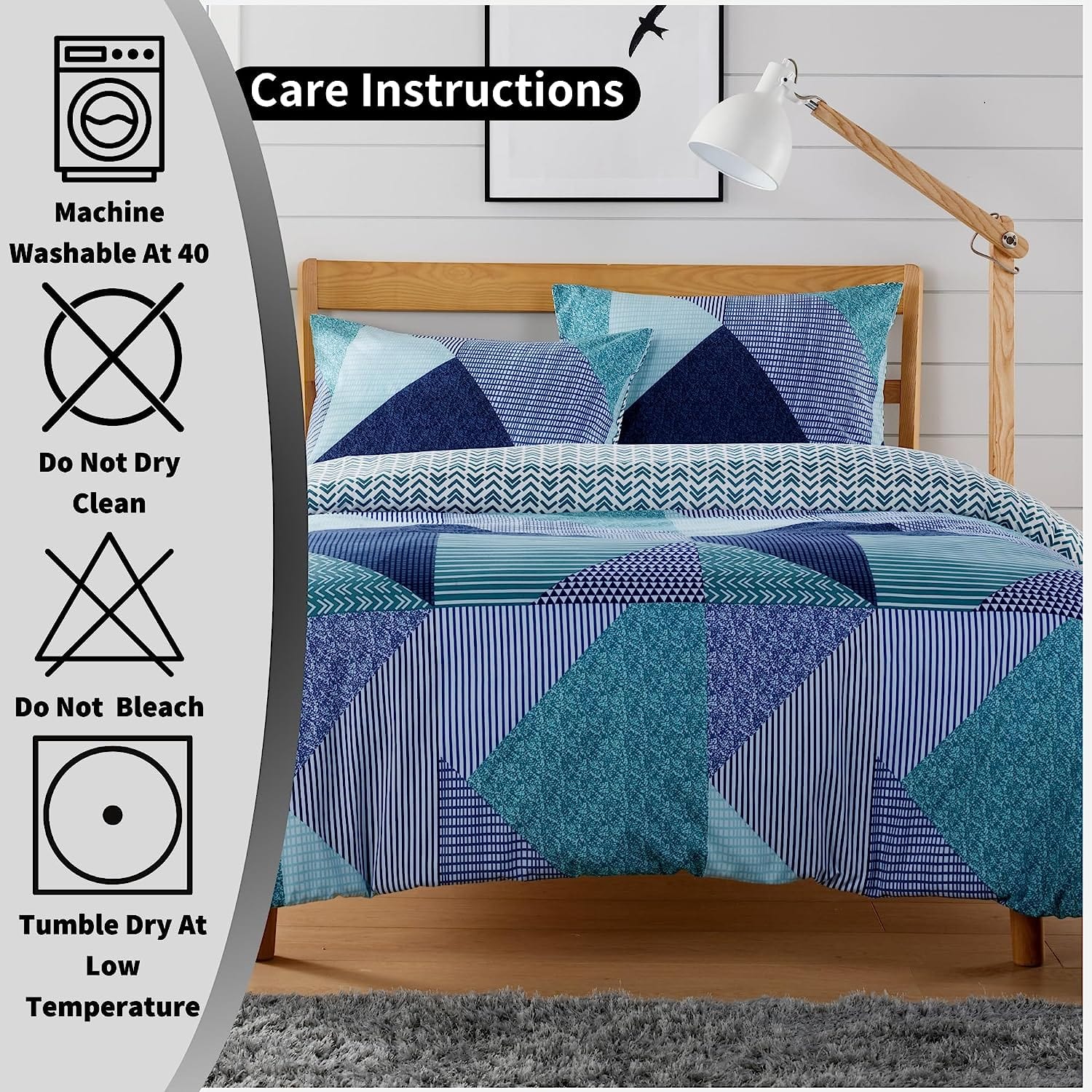 OLIVIA ROCCO Jasper Teal Printed Duvet Cover Set Easy Care With Button Closure for a Hotel-Style Bedroom Refresh