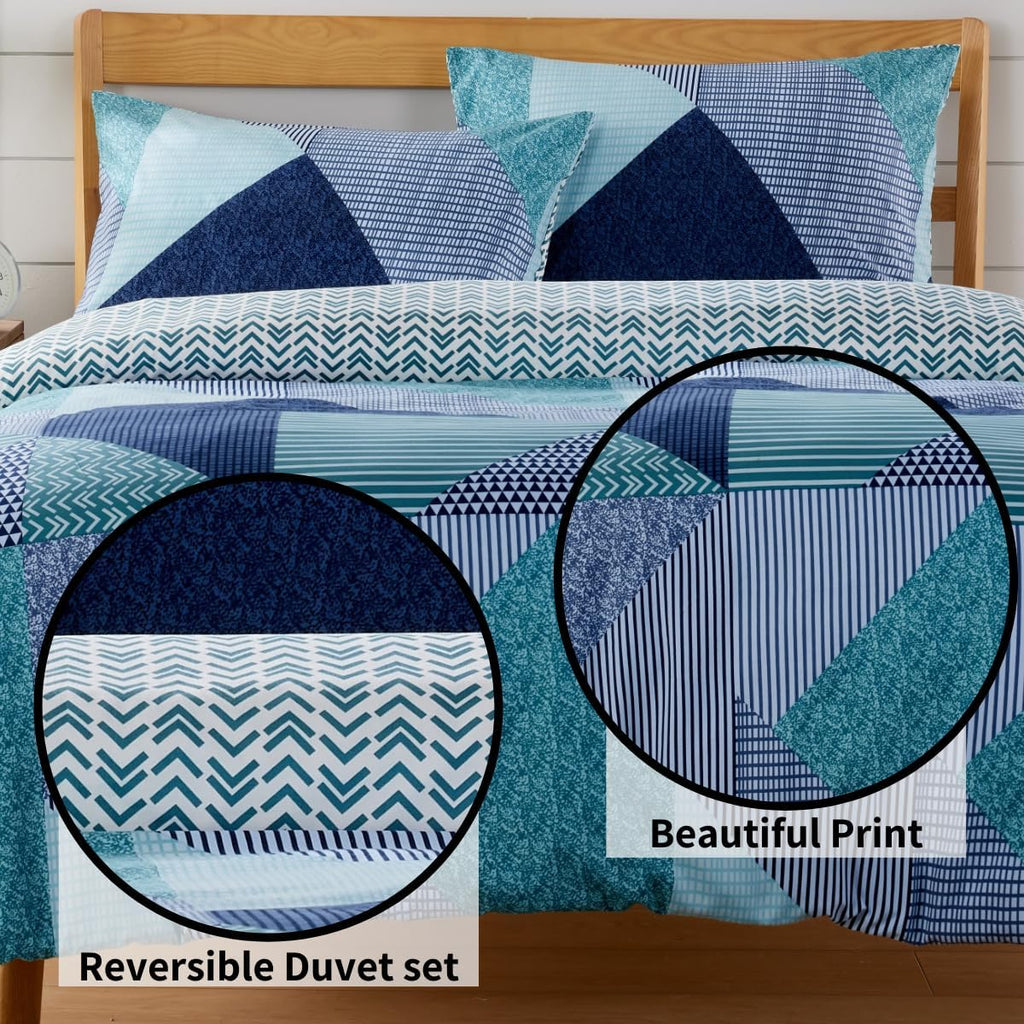 OLIVIA ROCCO Jasper Teal Printed Duvet Cover Set Easy Care With Button Closure for a Hotel-Style Bedroom Refresh