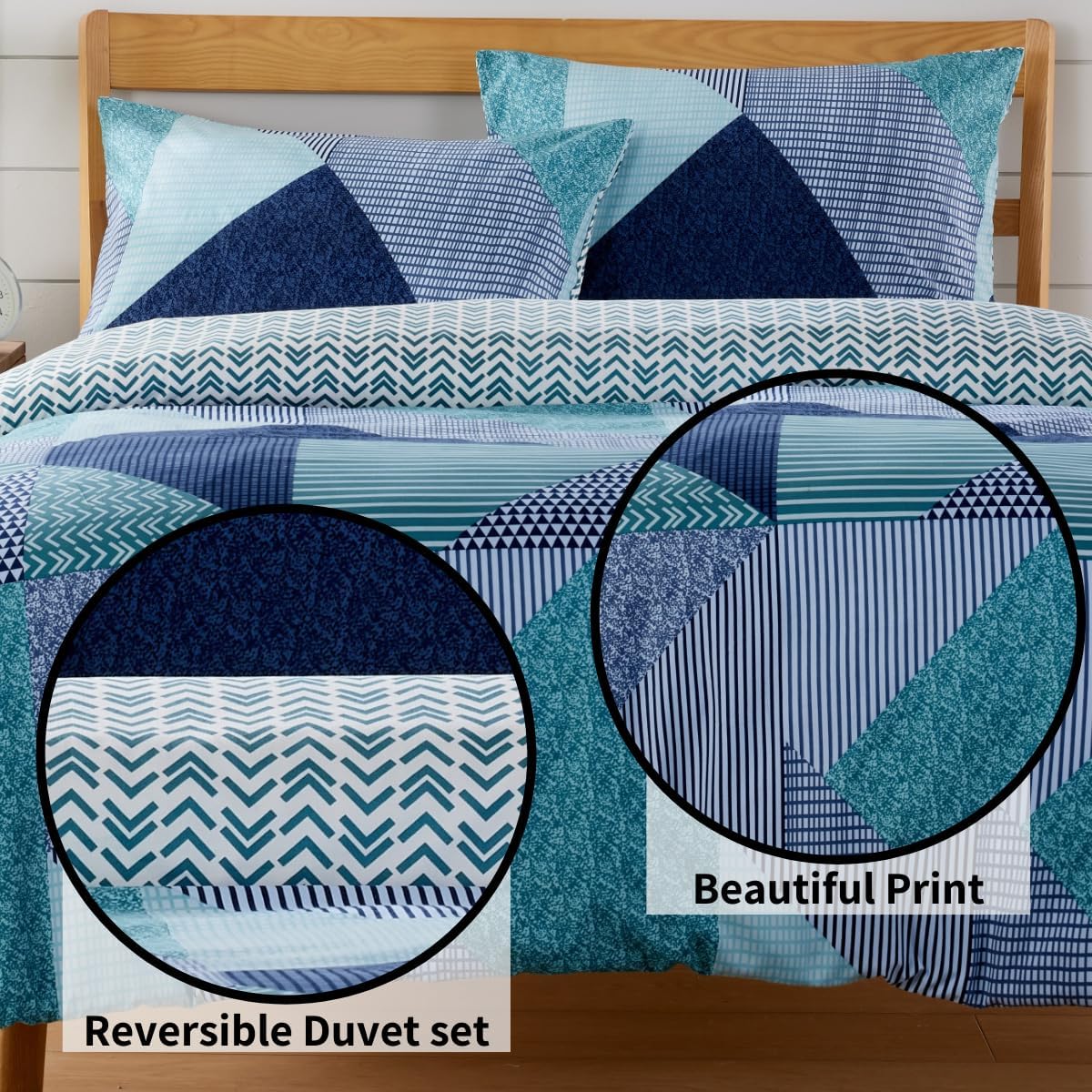 OLIVIA ROCCO Jasper Teal Printed Duvet Cover Set Easy Care With Button Closure for a Hotel-Style Bedroom Refresh