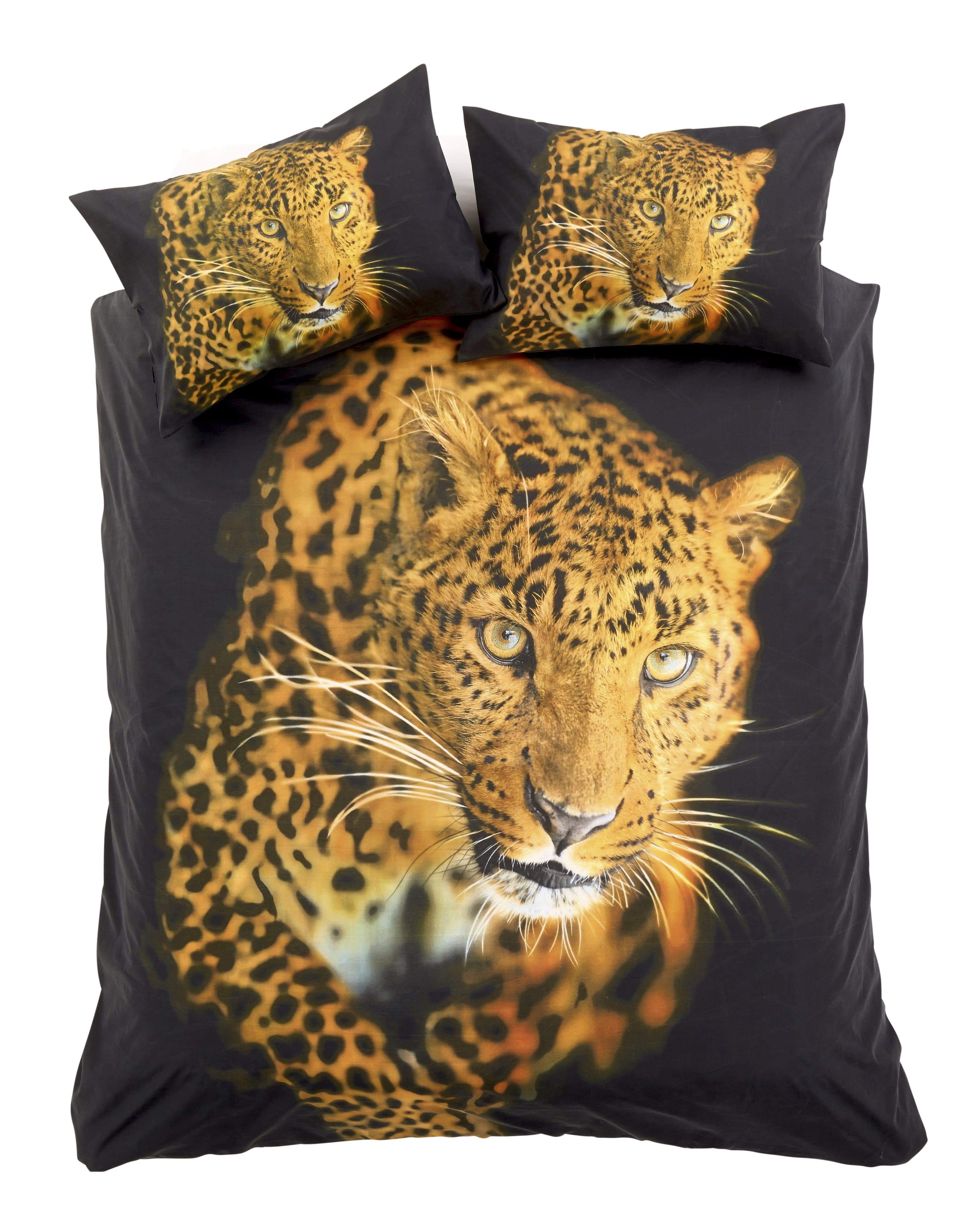 OLIVIA ROCCO Leopard Print 3D Photo Panel Duvet Set Cotton Rich OEKO-TEX Designed