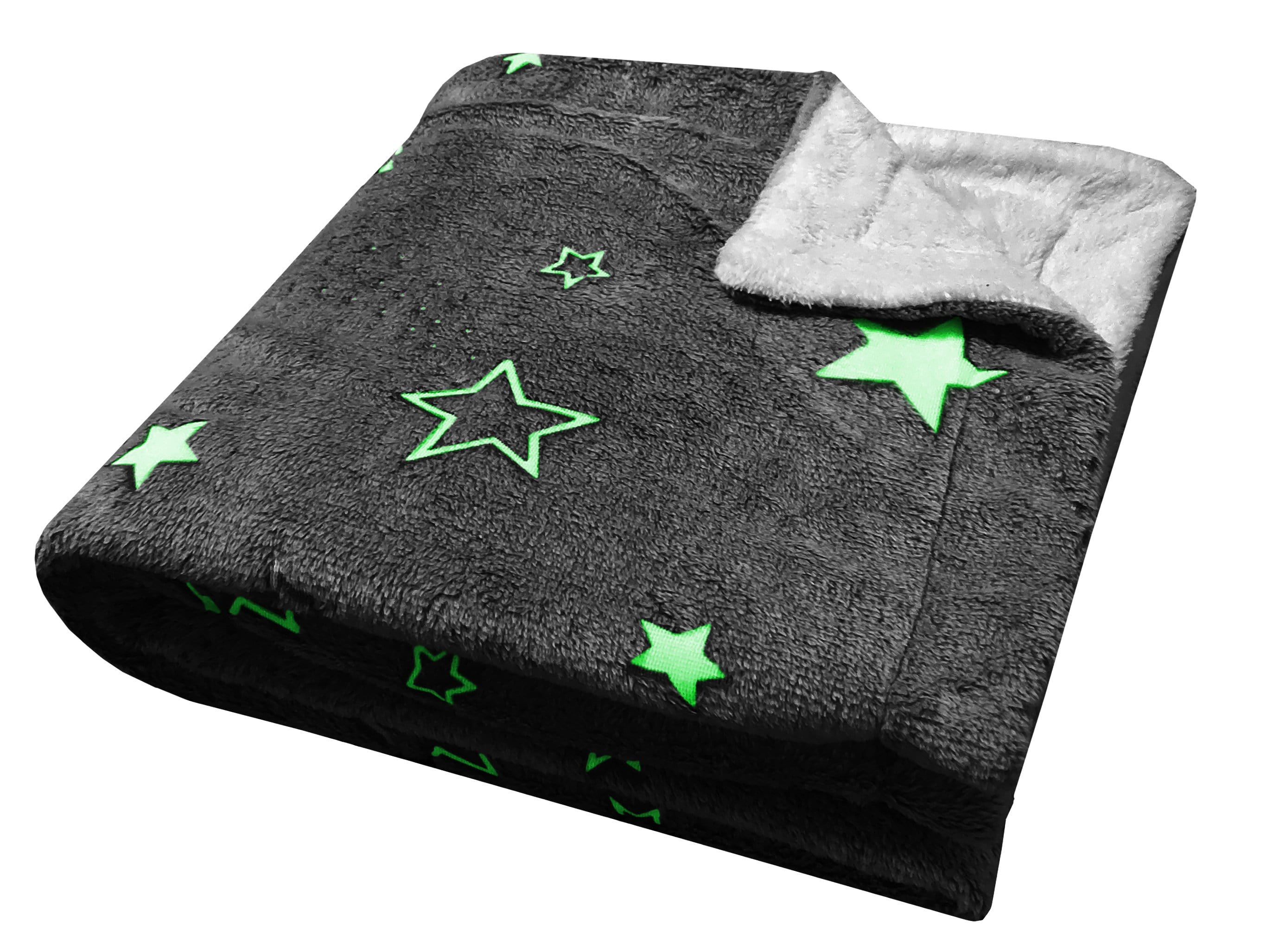OLIVIA ROCCO Magical Stars Glow In The Dark Teddy Fleece Kids Duvet Set Ultra Soft