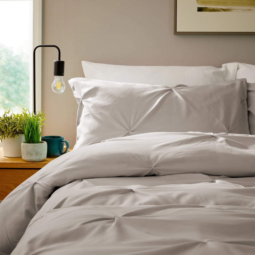 OLIVIA ROCCO Pintuck Natural Microfibre Duvet Cover Set With Pillowcases Easy Care