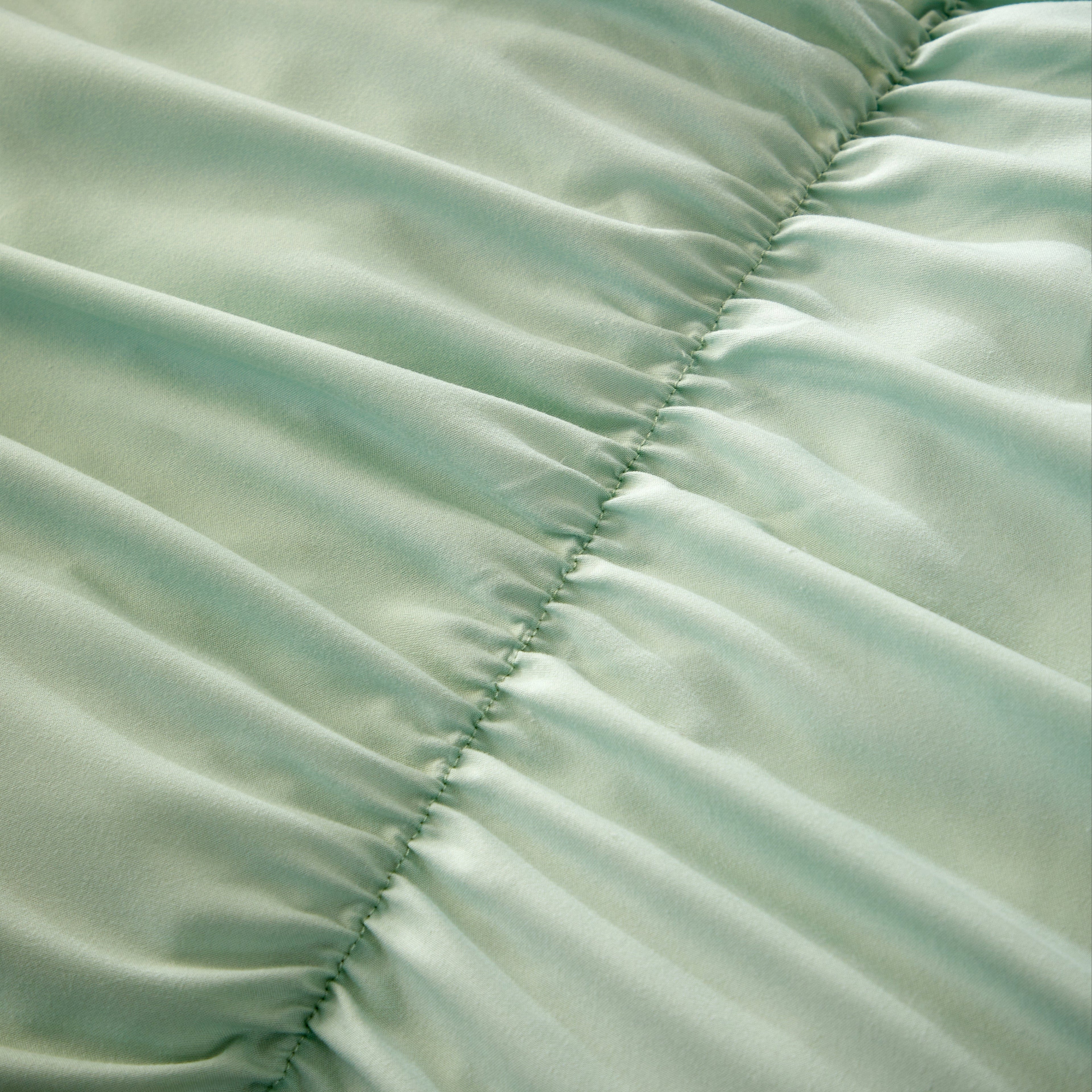 OLIVIA ROCCO Ruched Sage Green Microfibre Duvet Cover Set With Pillowcases Easy Care