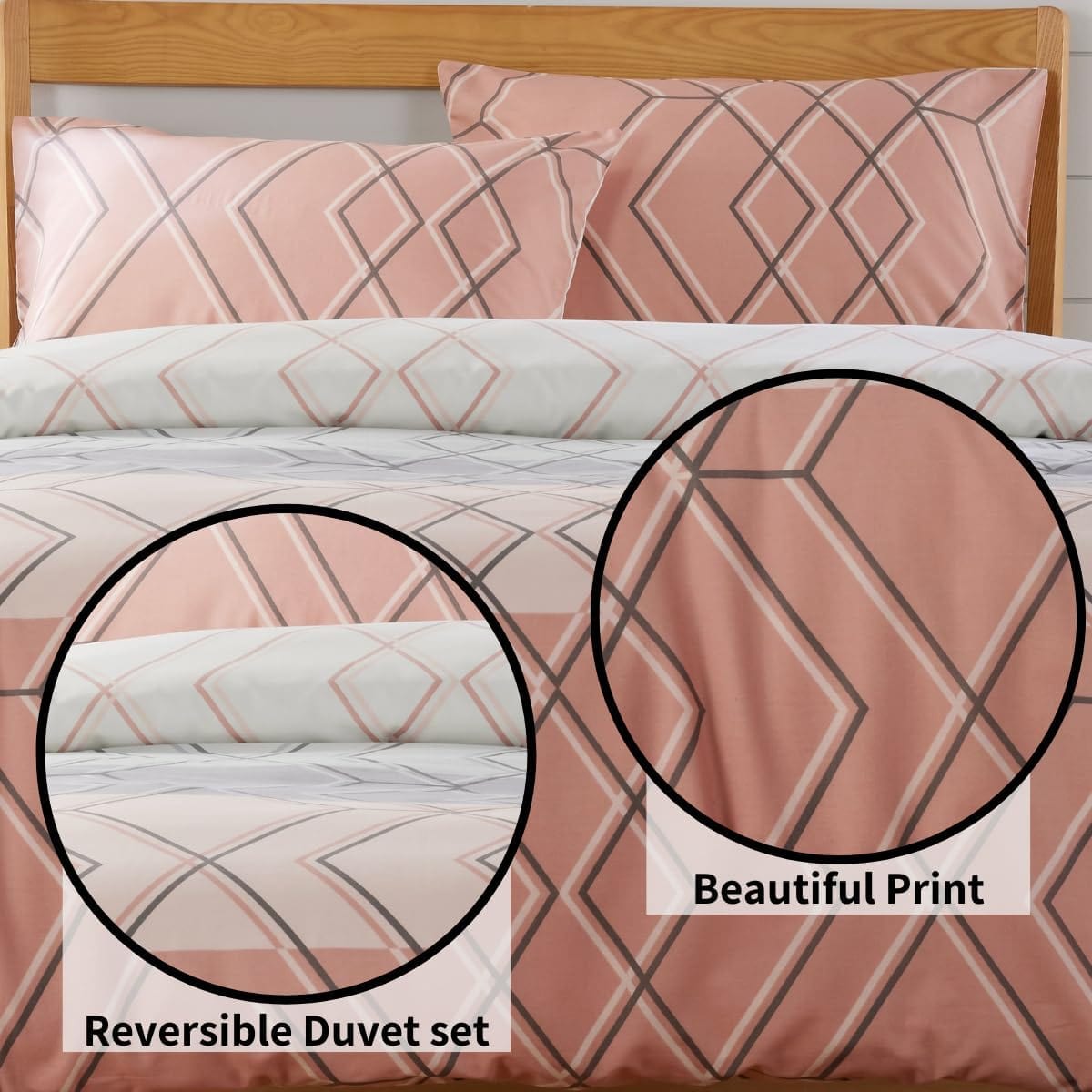 OLIVIA ROCCO Havanna Geo Reversible Luxury Cotton Blend Duvet Cover Set With Pillowcases