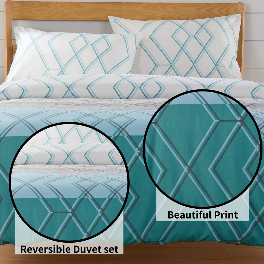 OLIVIA ROCCO Havanna Geo Reversible Luxury Cotton Blend Duvet Cover Set With Pillowcases