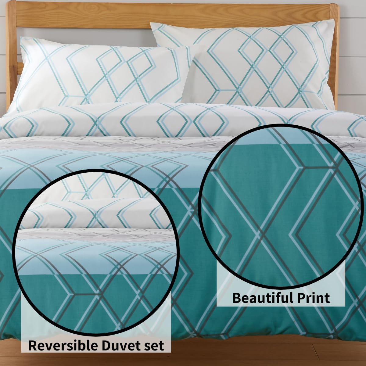 OLIVIA ROCCO Havanna Geo Reversible Luxury Cotton Blend Duvet Cover Set With Pillowcases