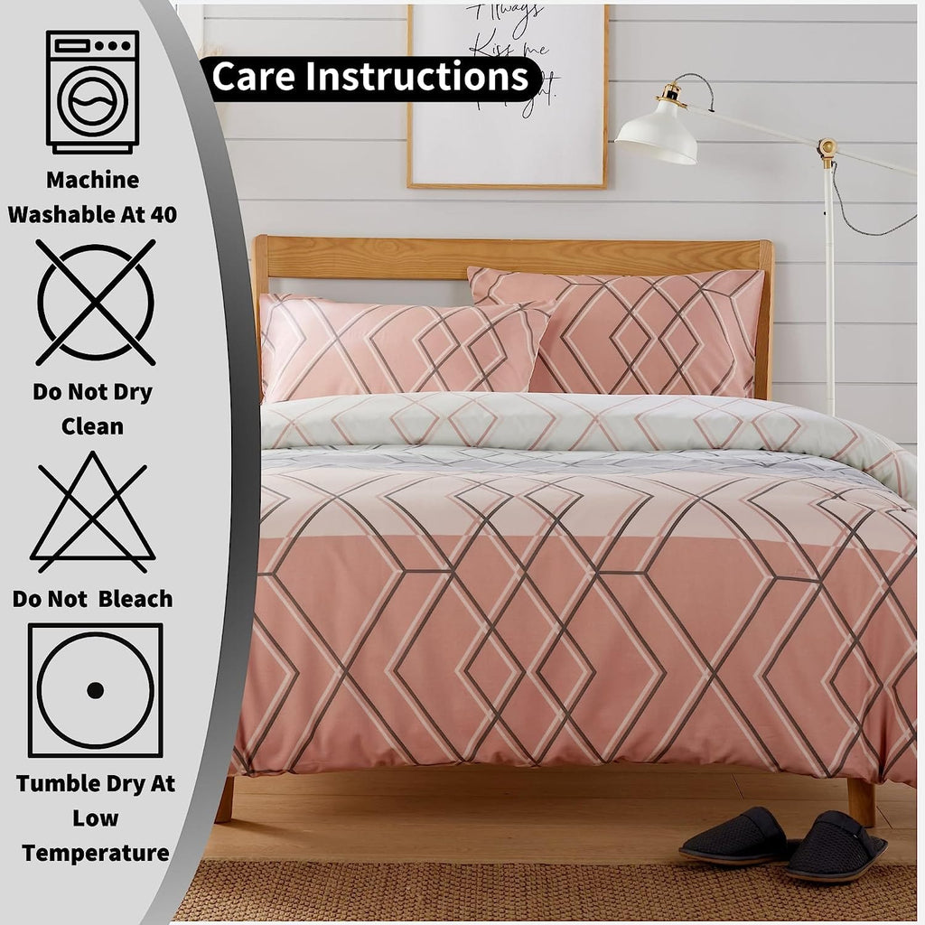 OLIVIA ROCCO Havanna Geo Reversible Luxury Cotton Blend Duvet Cover Set With Pillowcases