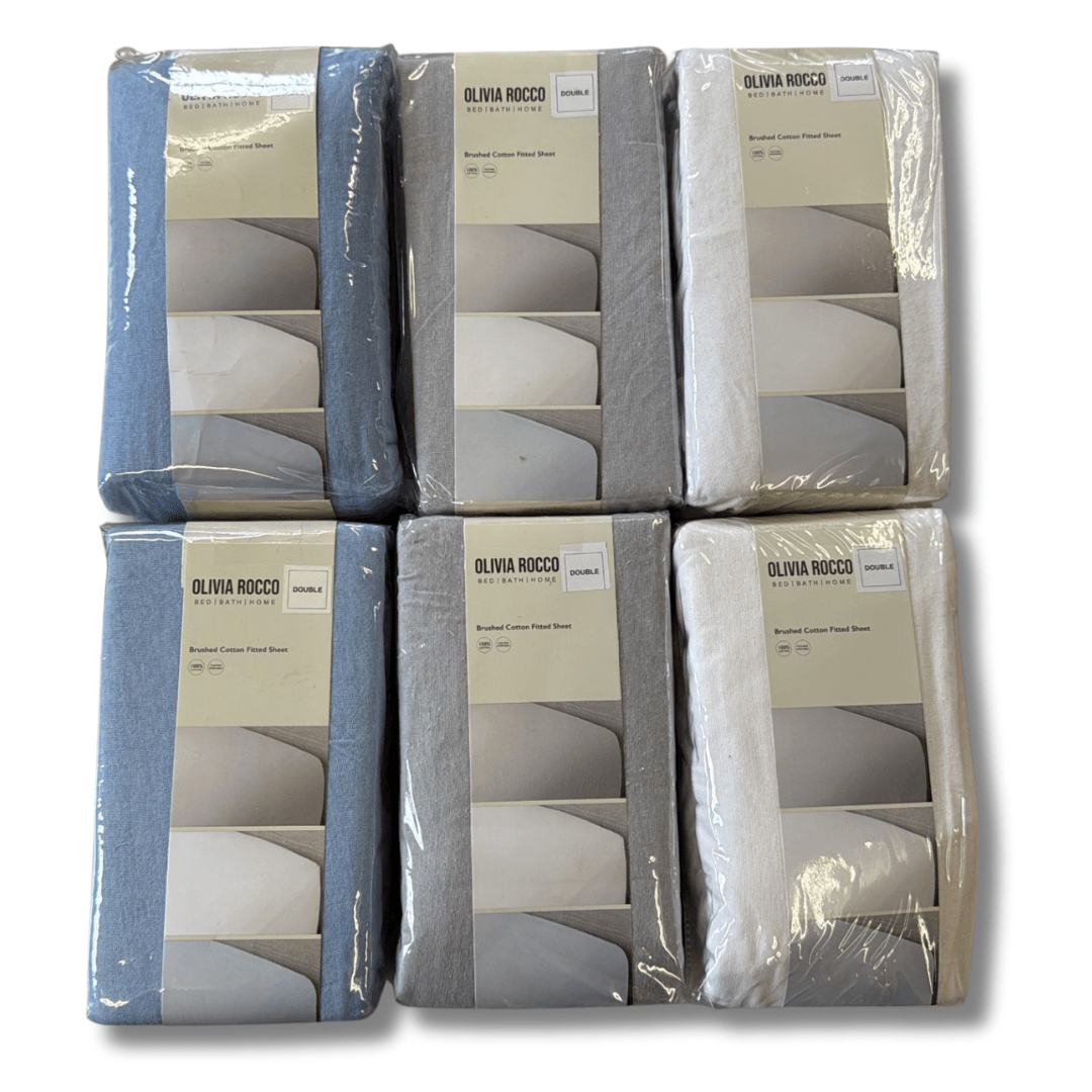 OLIVIA ROCCO 4 Pack Flannelette Fitted Sheets Super Soft Brushed Cotton Bed Sheets