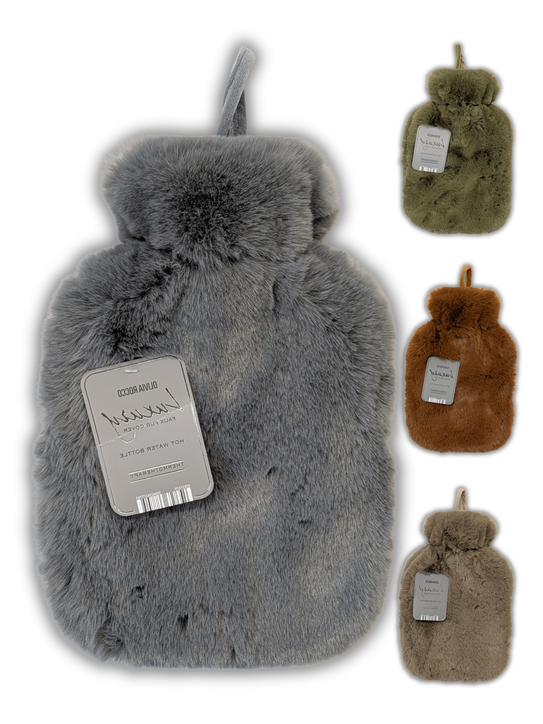 OLIVIA ROCCO Faux Fur Covered 2 Litre Luxury Hot Water Bottle Thermotherapy Natural Hotel-Quality Everyday Comfort