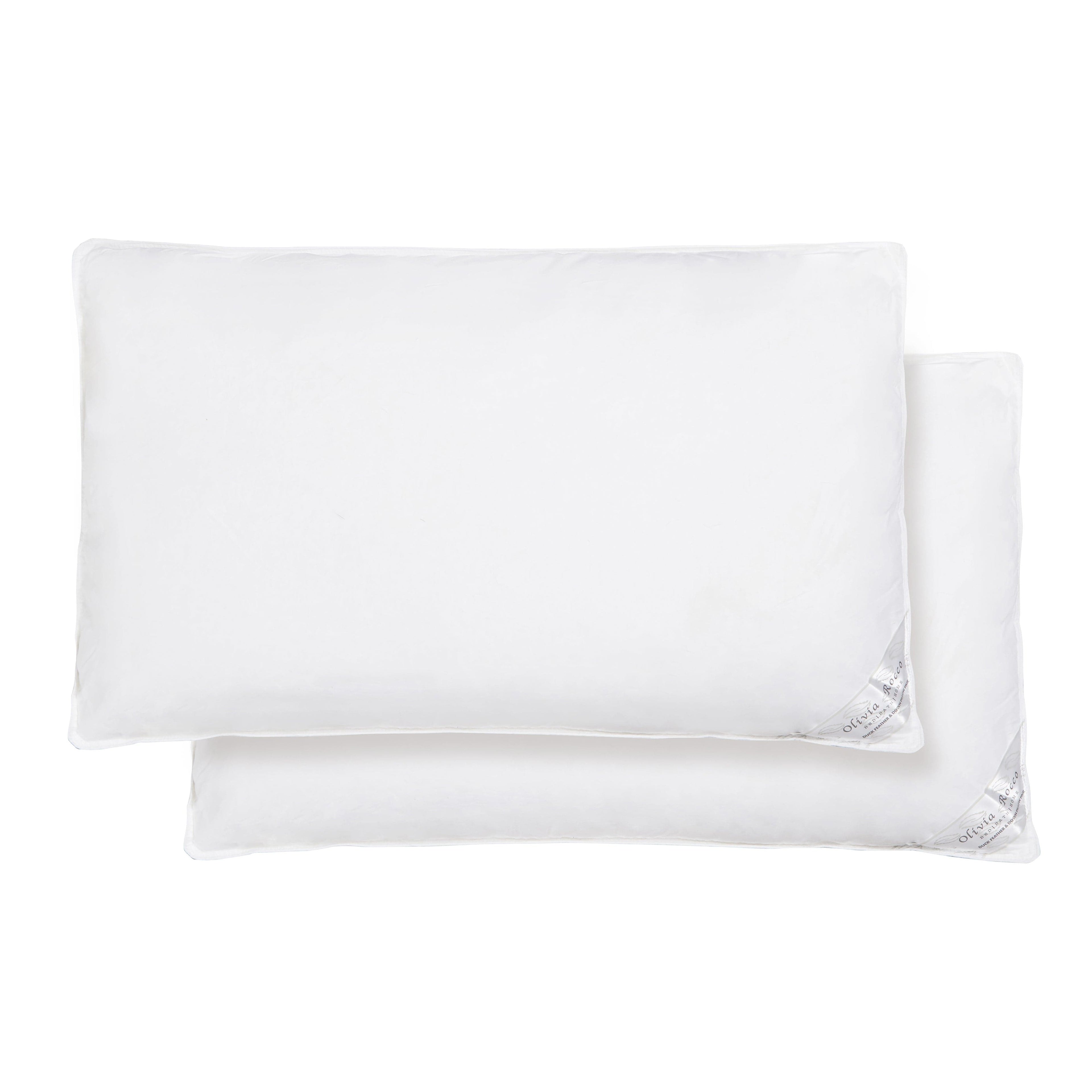 OLIVIA ROCCO 2 Pack Hypoallergenic Duck Feather And Down Pillows Hotel Quality Comfort