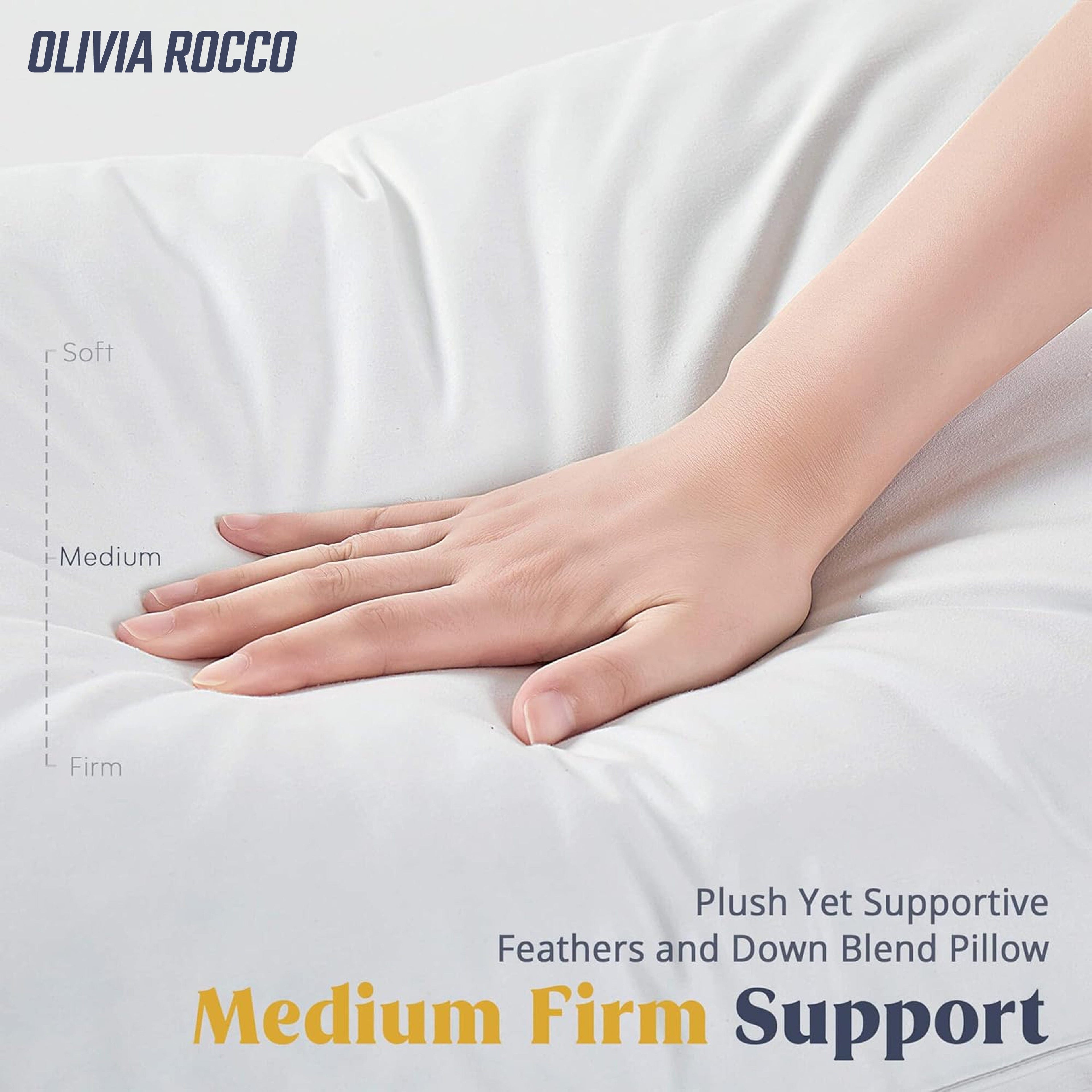 OLIVIA ROCCO 2 Pack Hypoallergenic Duck Feather And Down Pillows Hotel Quality Comfort