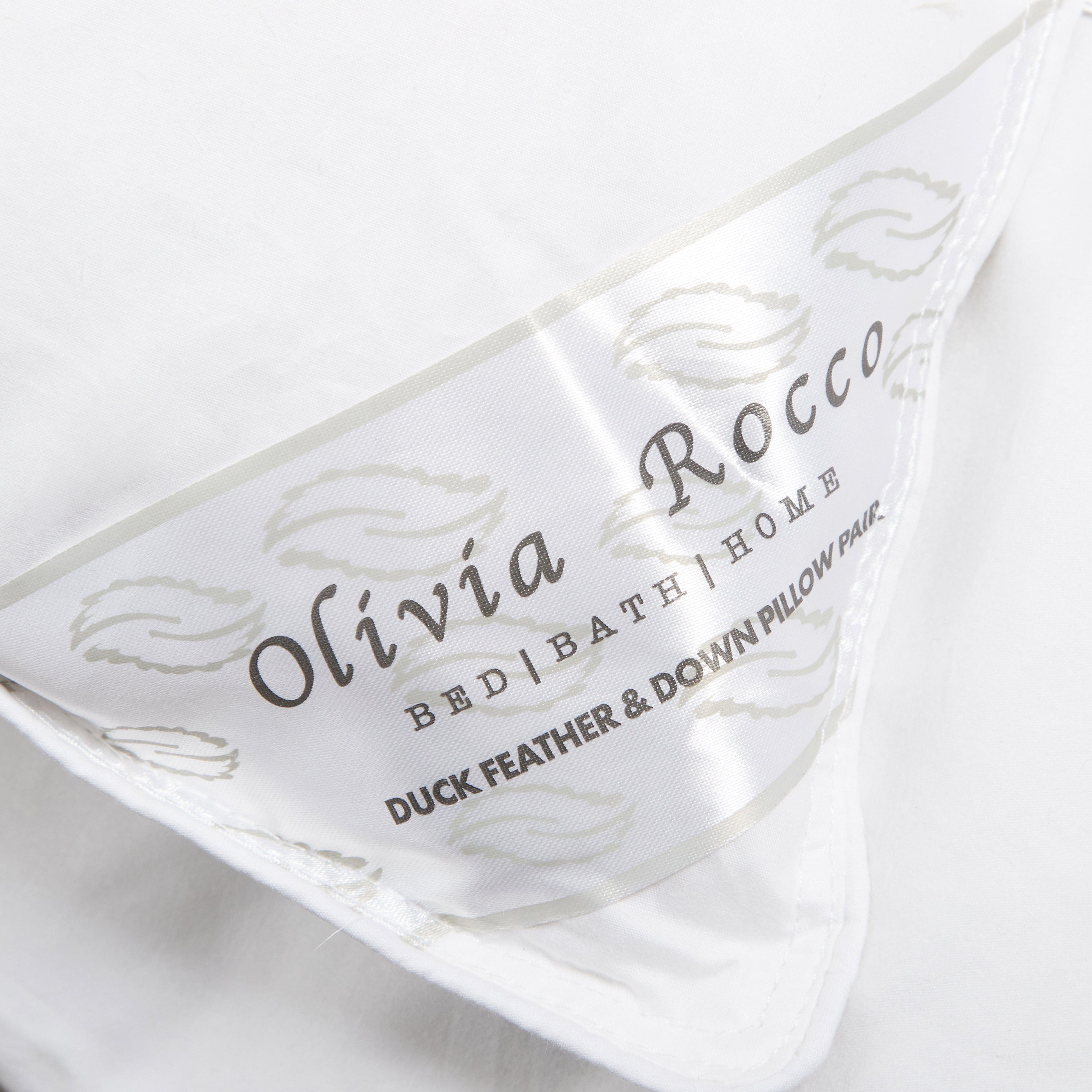 OLIVIA ROCCO 2 Pack Hypoallergenic Duck Feather And Down Pillows Hotel Quality Comfort