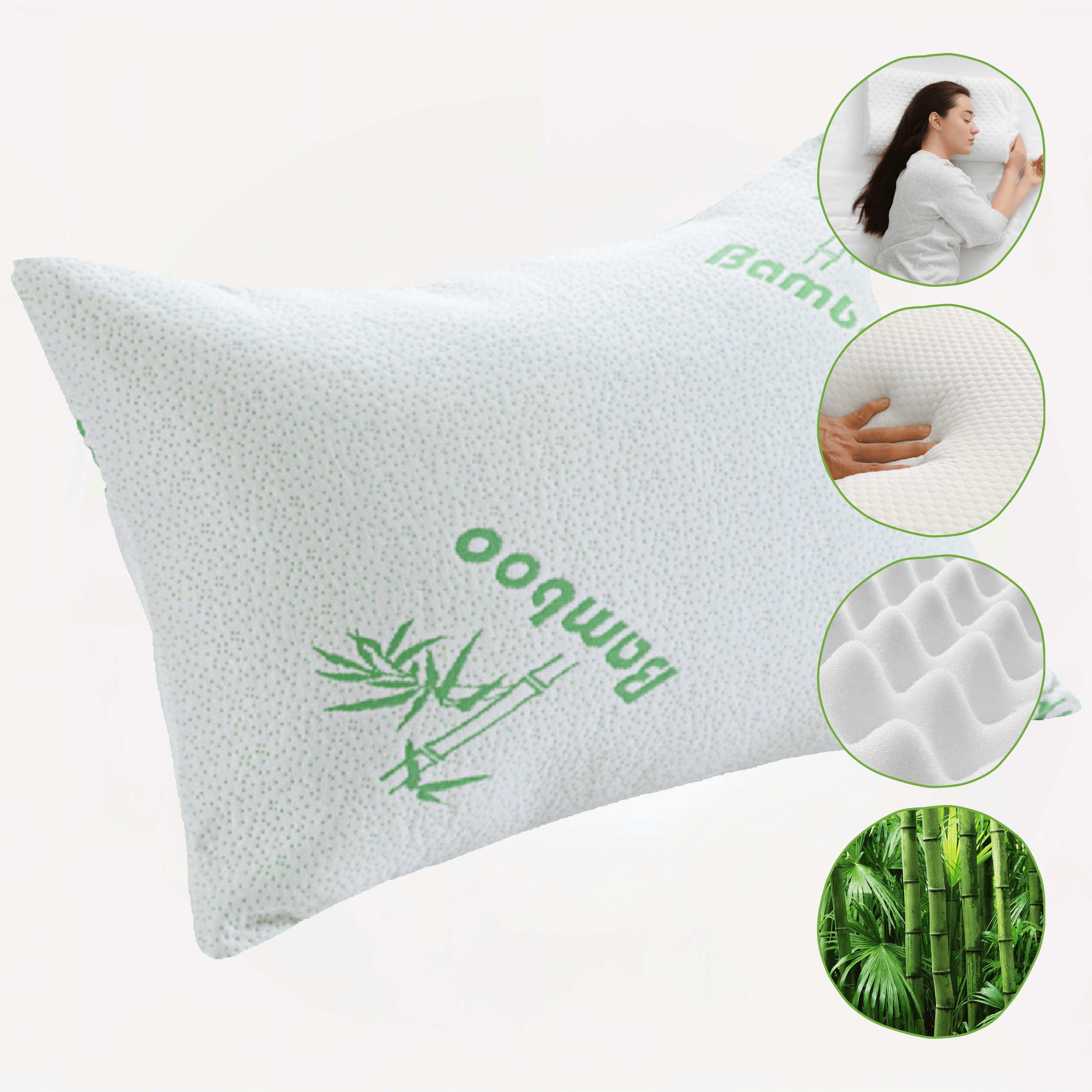 OLIVIA ROCCO Bamboo Memory Foam Pillow Hypoallergenic Cooling Luxury Fibre Filling